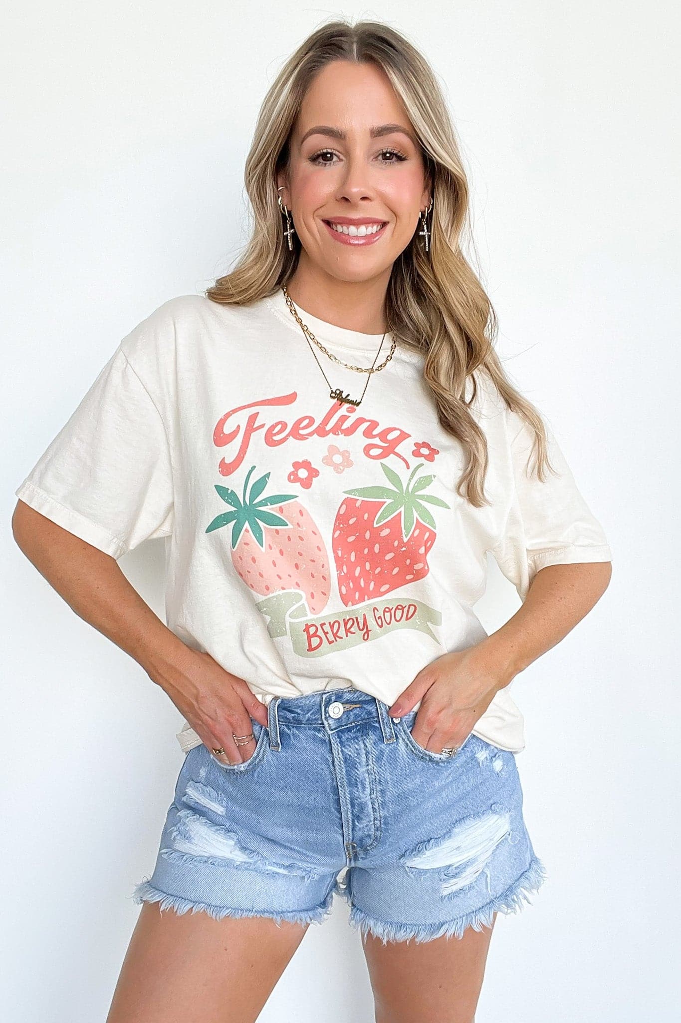S / Ivory Feeling Berry Good Vintage Relaxed Graphic Tee - FINAL SALE - Madison and Mallory