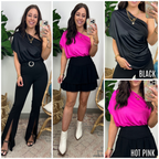 Finally Mine One Shoulder Pleat Detail Top - FINAL SALE - Madison and Mallory
