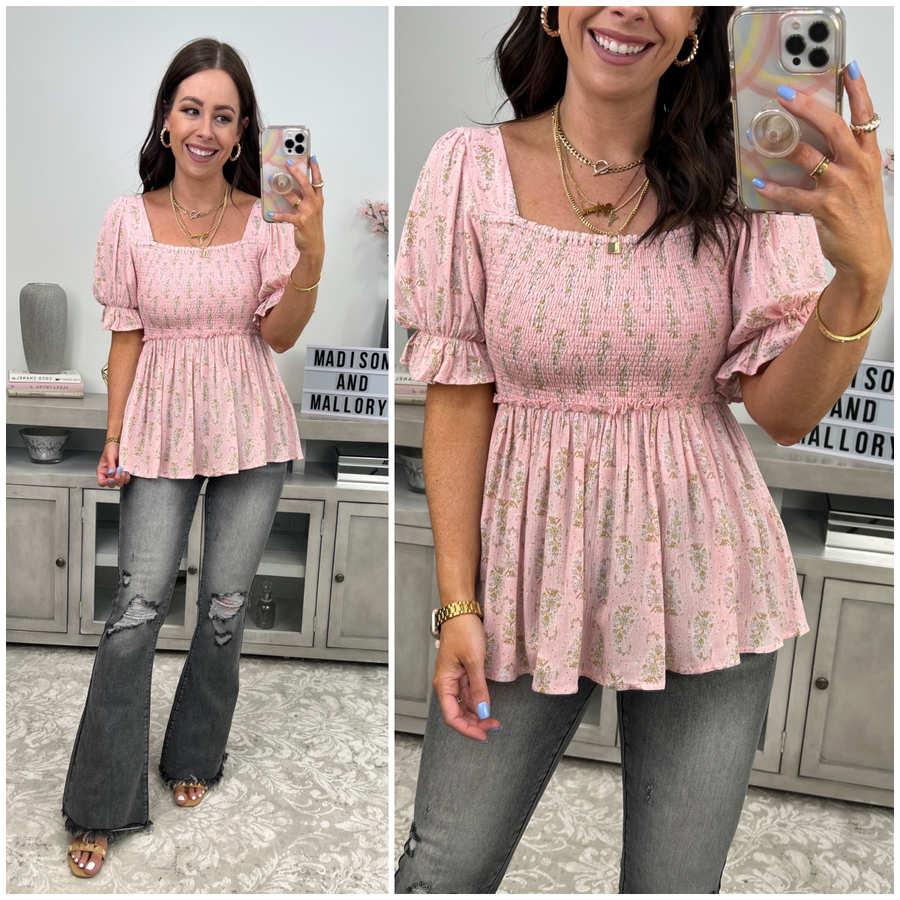  Find a Moment Floral Smocked Babydoll Top - Madison and Mallory