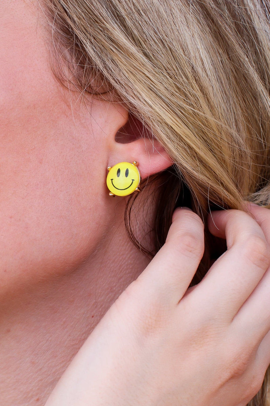 Yellow Find Happiness Smiley Face Earrings - Madison and Mallory