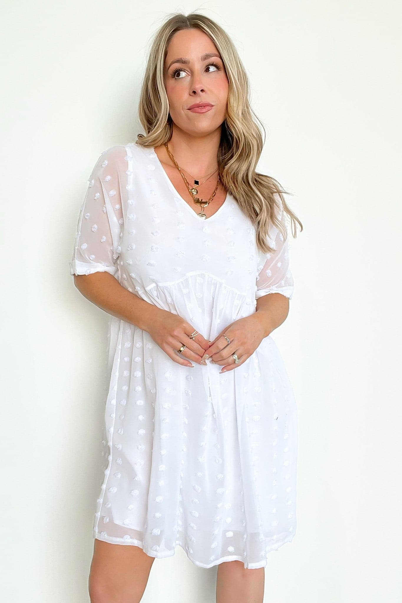  Flatter Much V-Neck Swiss Dot Dress | CURVE - BACK IN STOCK - Madison and Mallory