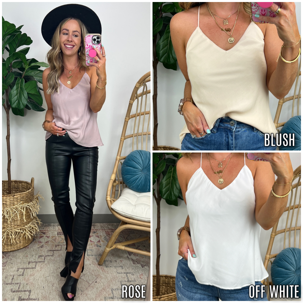  Flirt for Fun Satin Racerback V-Neck Cami - FINAL SALE - Madison and Mallory