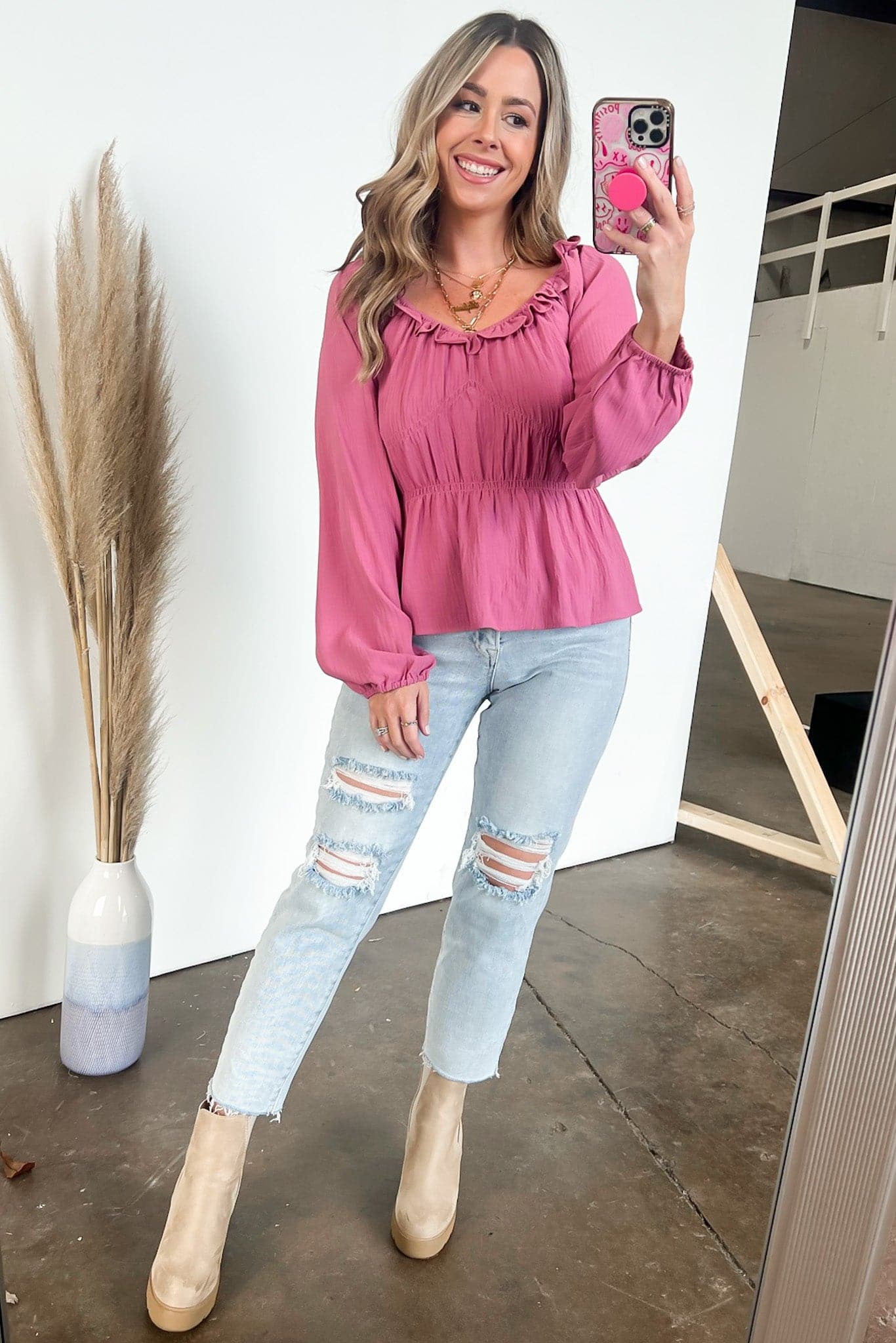  Flirtatious Ways Ruched Ruffle Top - FINAL SALE - Madison and Mallory