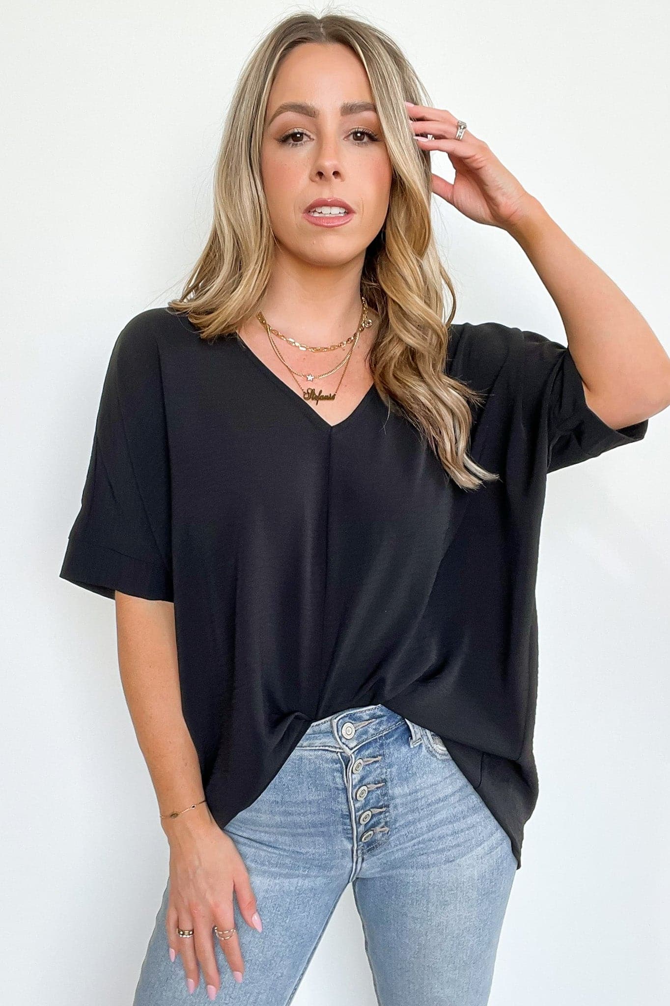  Florinda Flowy Airflow V-Neck Dolman Sleeve Top - BACK IN STOCK - Madison and Mallory