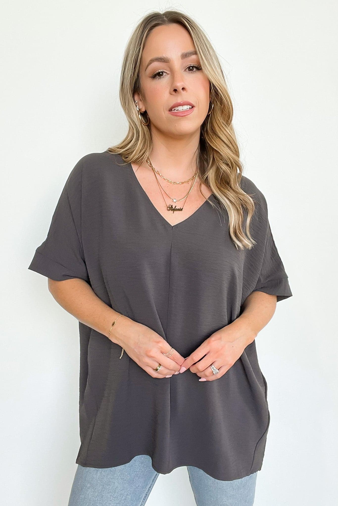  Florinda Flowy Airflow V-Neck Dolman Sleeve Top - BACK IN STOCK - Madison and Mallory