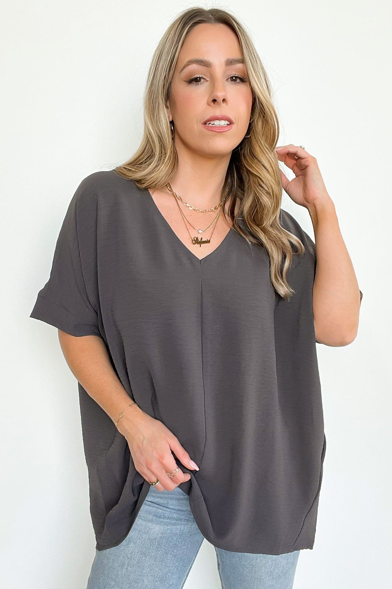  Florinda Flowy Airflow V-Neck Dolman Sleeve Top - BACK IN STOCK - Madison and Mallory