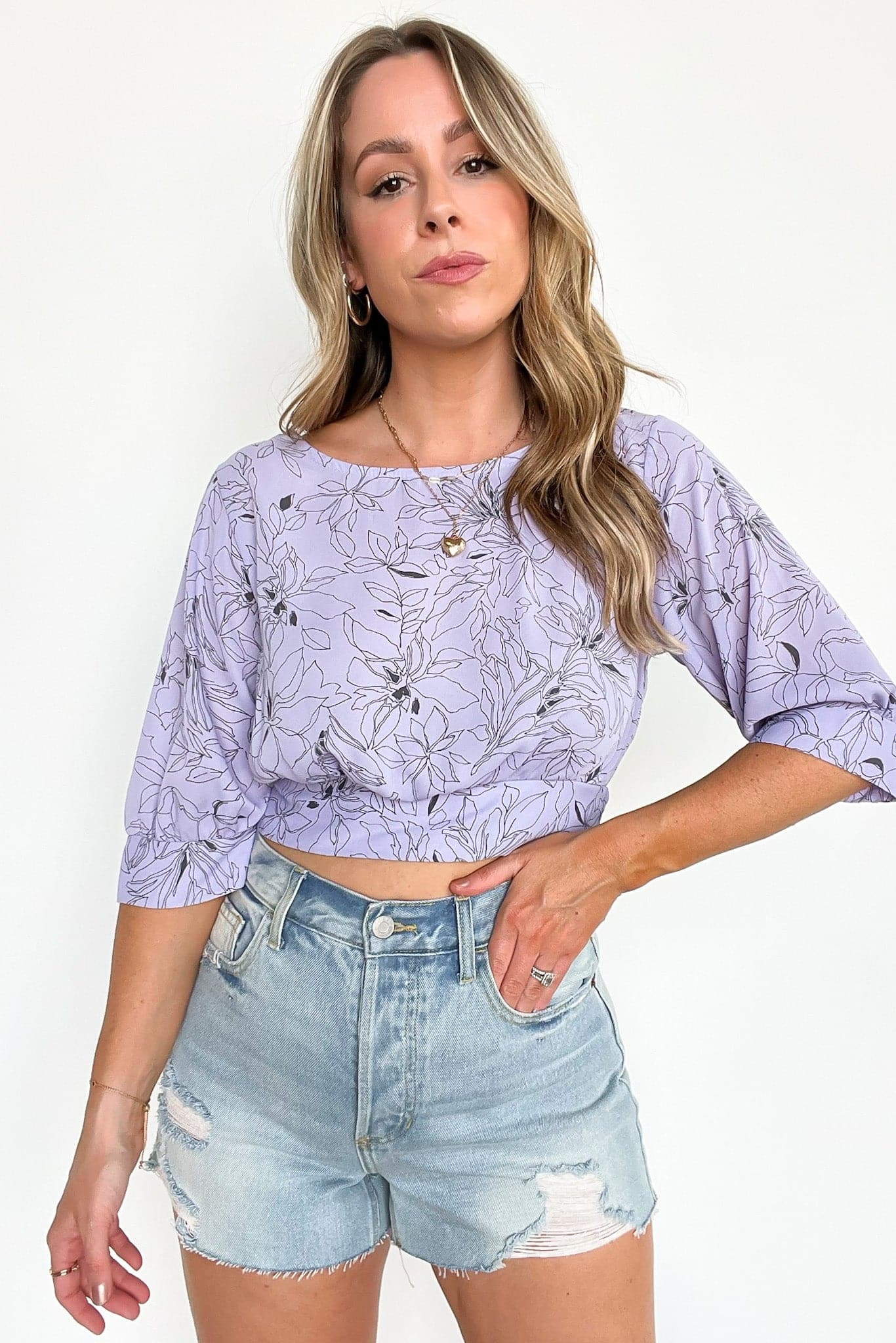 S / Lavender Forever Fanciful Floral Tie Back Top - FINAL SALE - Madison and Mallory