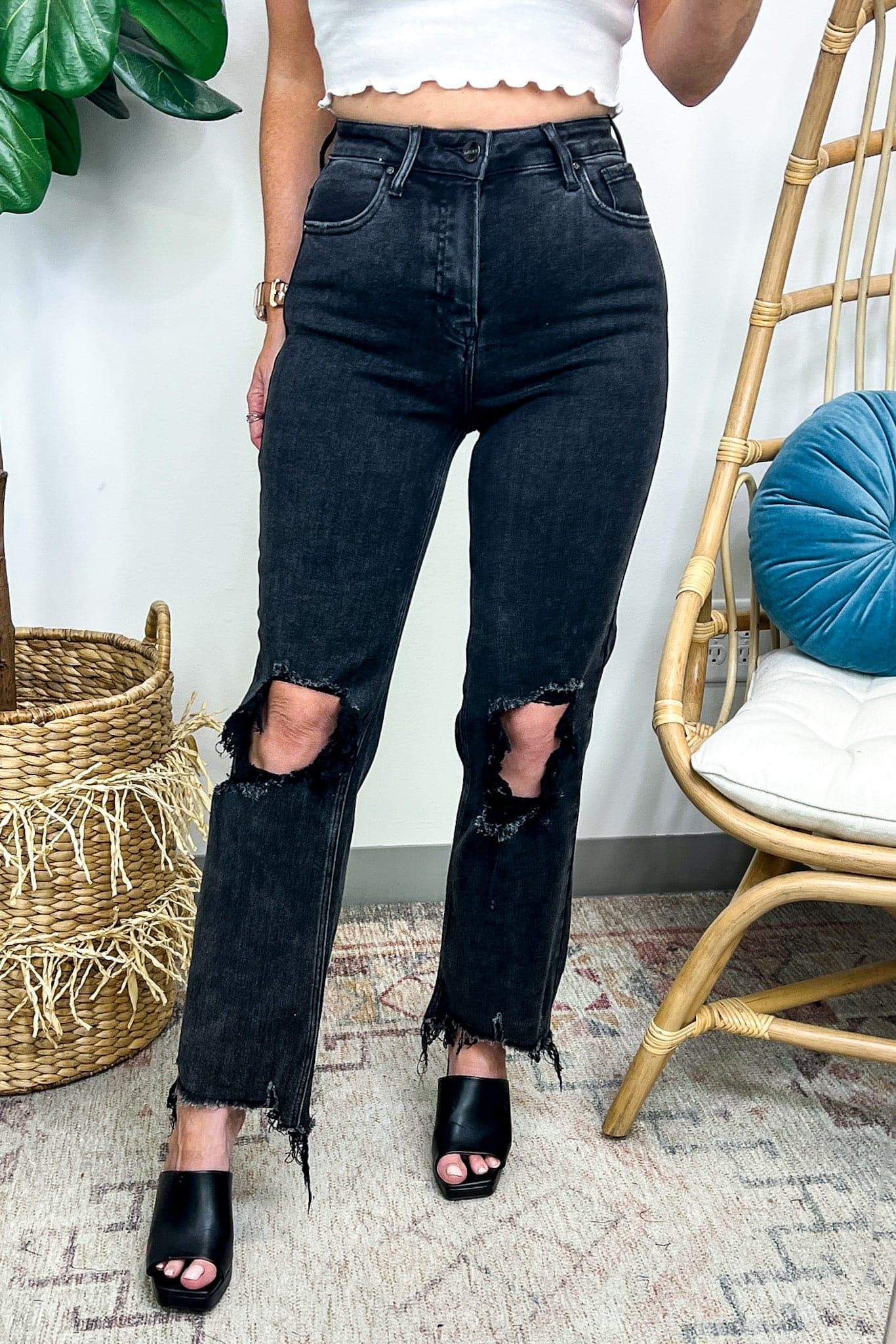 Black / 25/1 Francie High Rise Straight Crop Jeans - BACK IN STOCK - Madison and Mallory