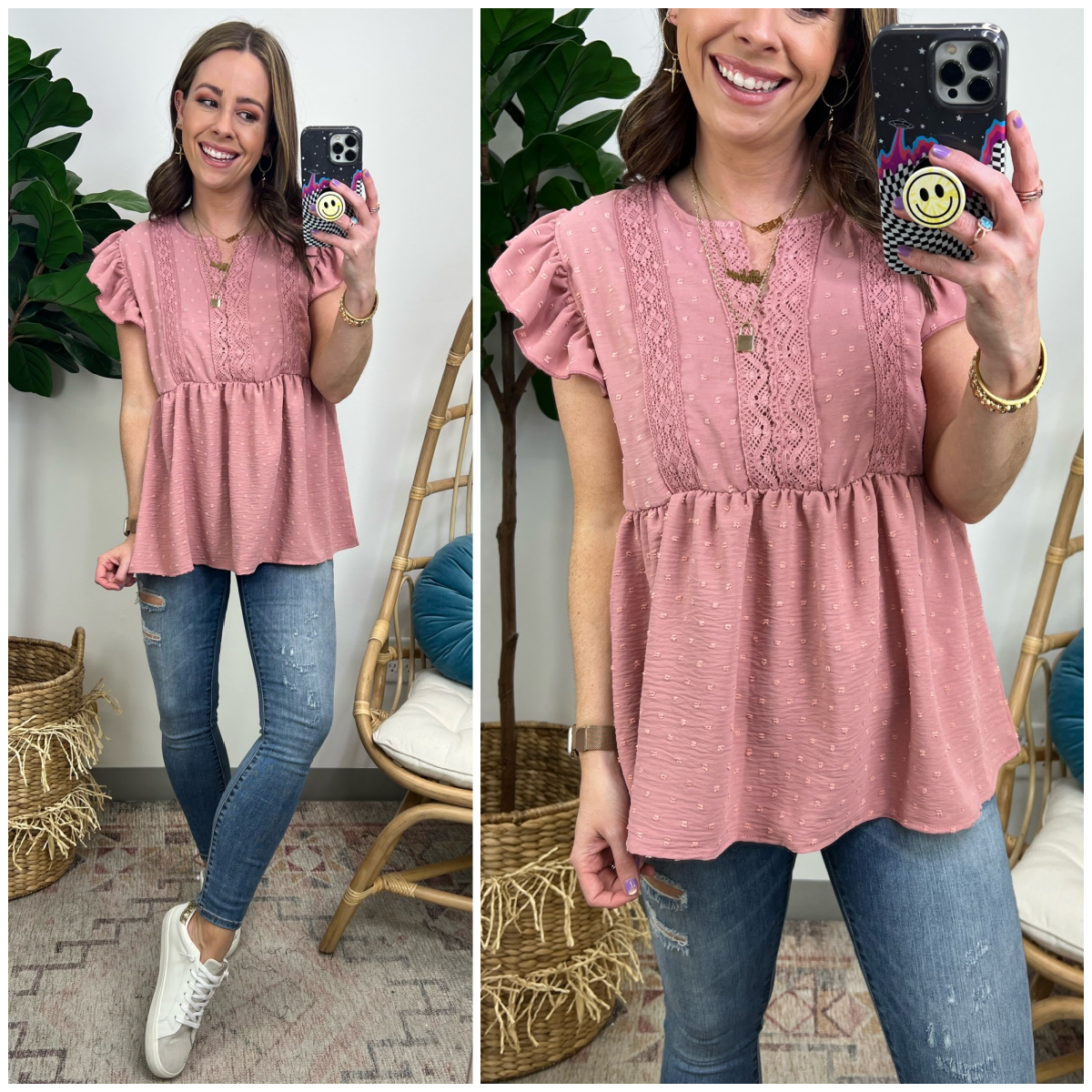 Gentle Greetings Swiss Dot Ruffle Top - FINAL SALE - Madison and Mallory