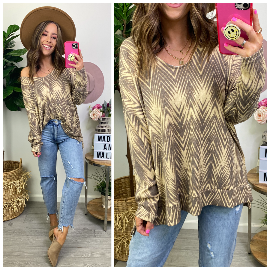 Get Your Number Geometric Print Relaxed Top - FINAL SALE - Madison and Mallory