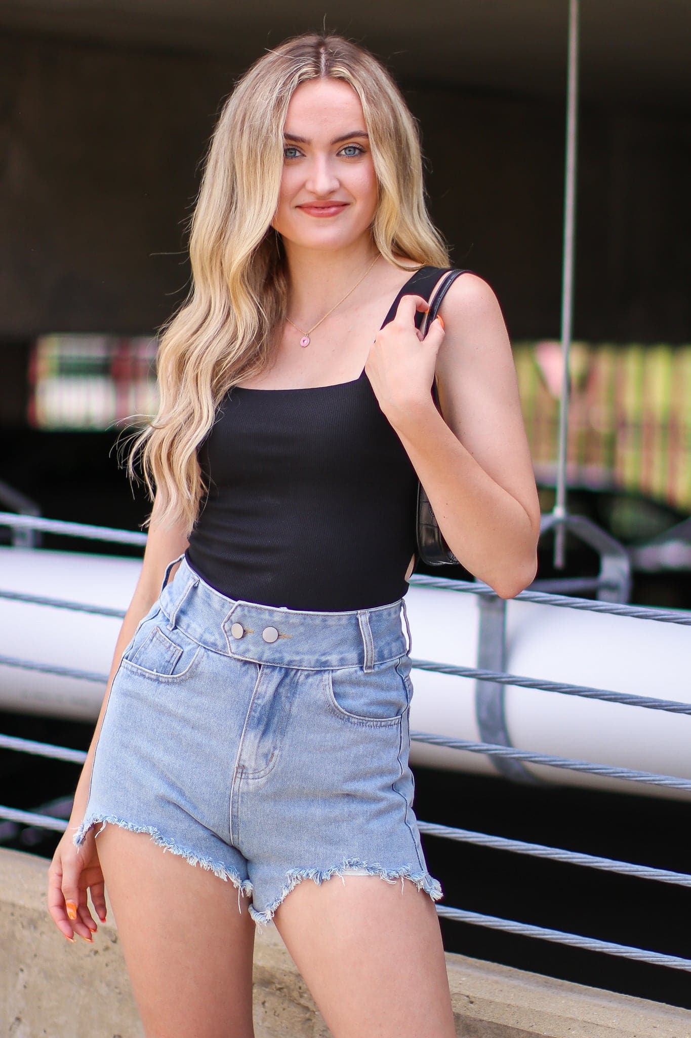Black / S For Sun Reason Ribbed Cutout Tank Top - FINAL SALE - Madison and Mallory