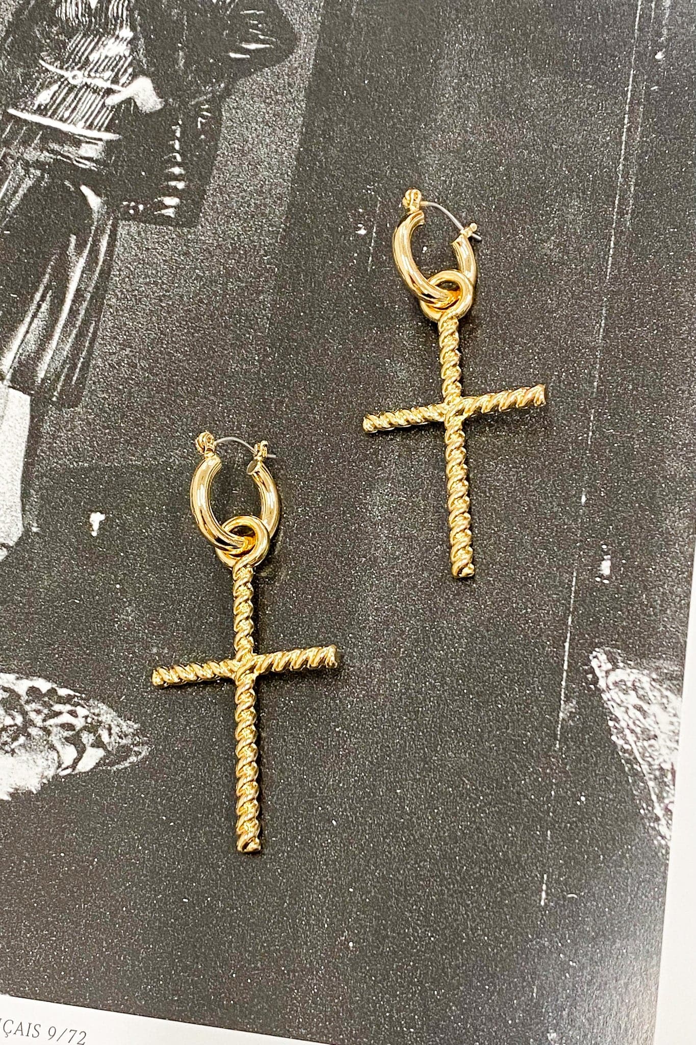 Gold Gloria Twisted Cross Hoop Earrings - FINAL SALE - Madison and Mallory