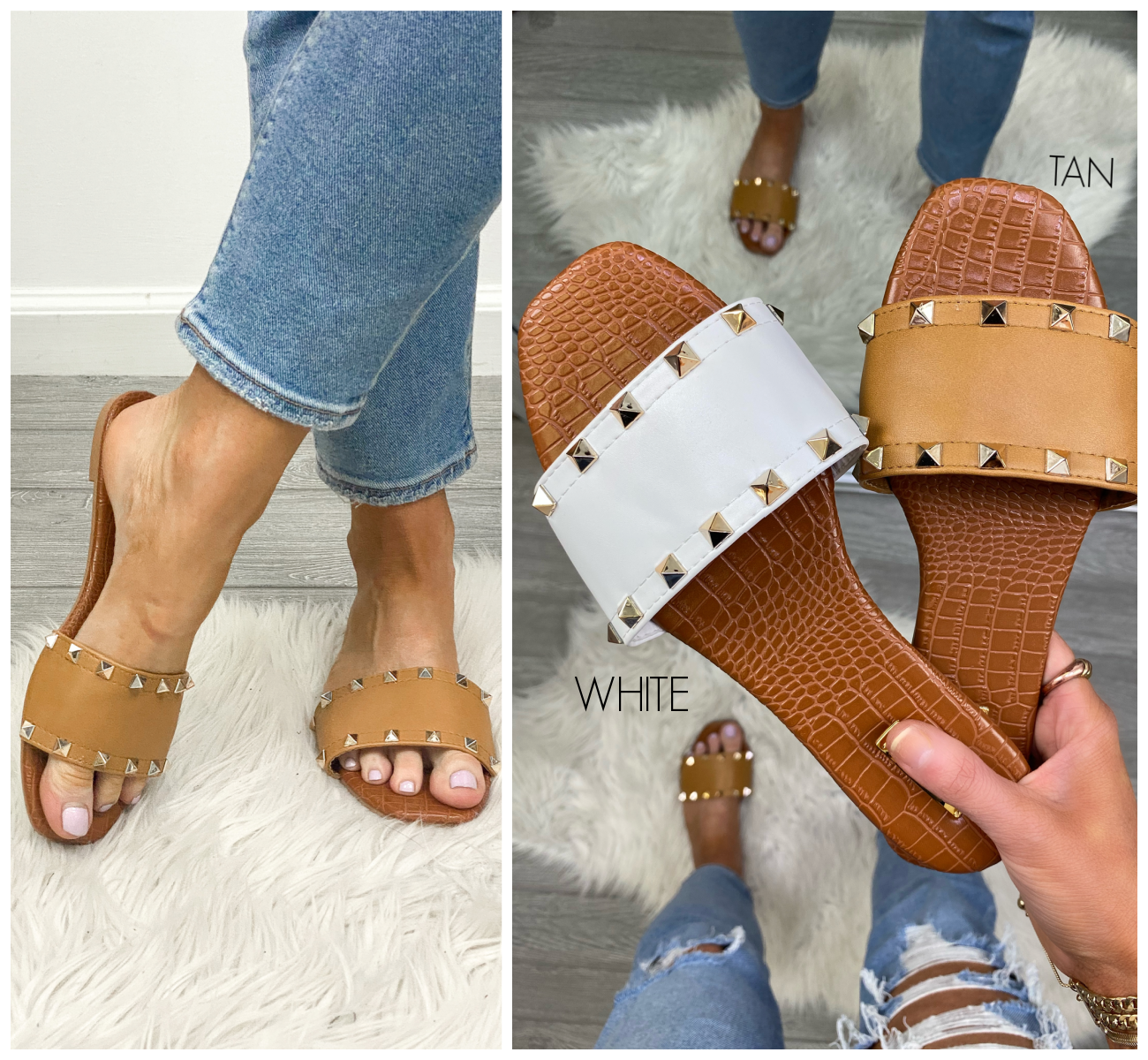  Going Uptown Faux Leather Studded Sandals - FINAL SALE - Madison and Mallory