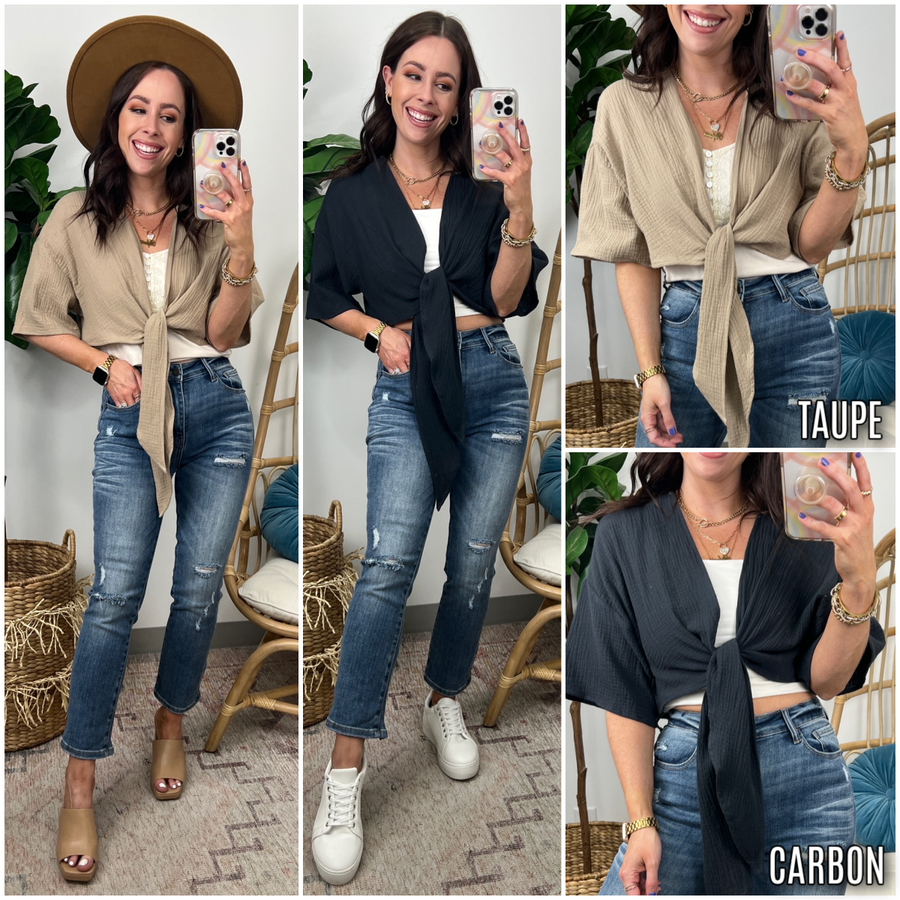  Goldiena Tie Front Top - FINAL SALE - Madison and Mallory