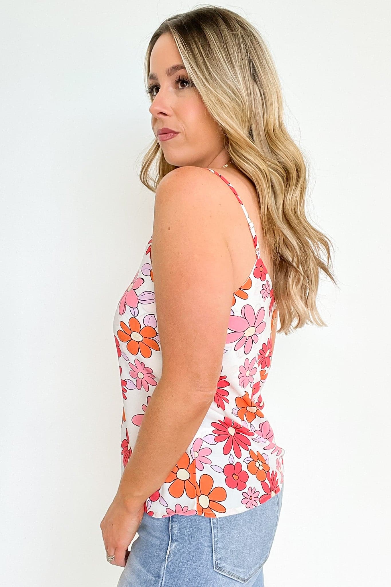  Gone Groovy Retro Floral Print Tank Top - FINAL SALE - Madison and Mallory