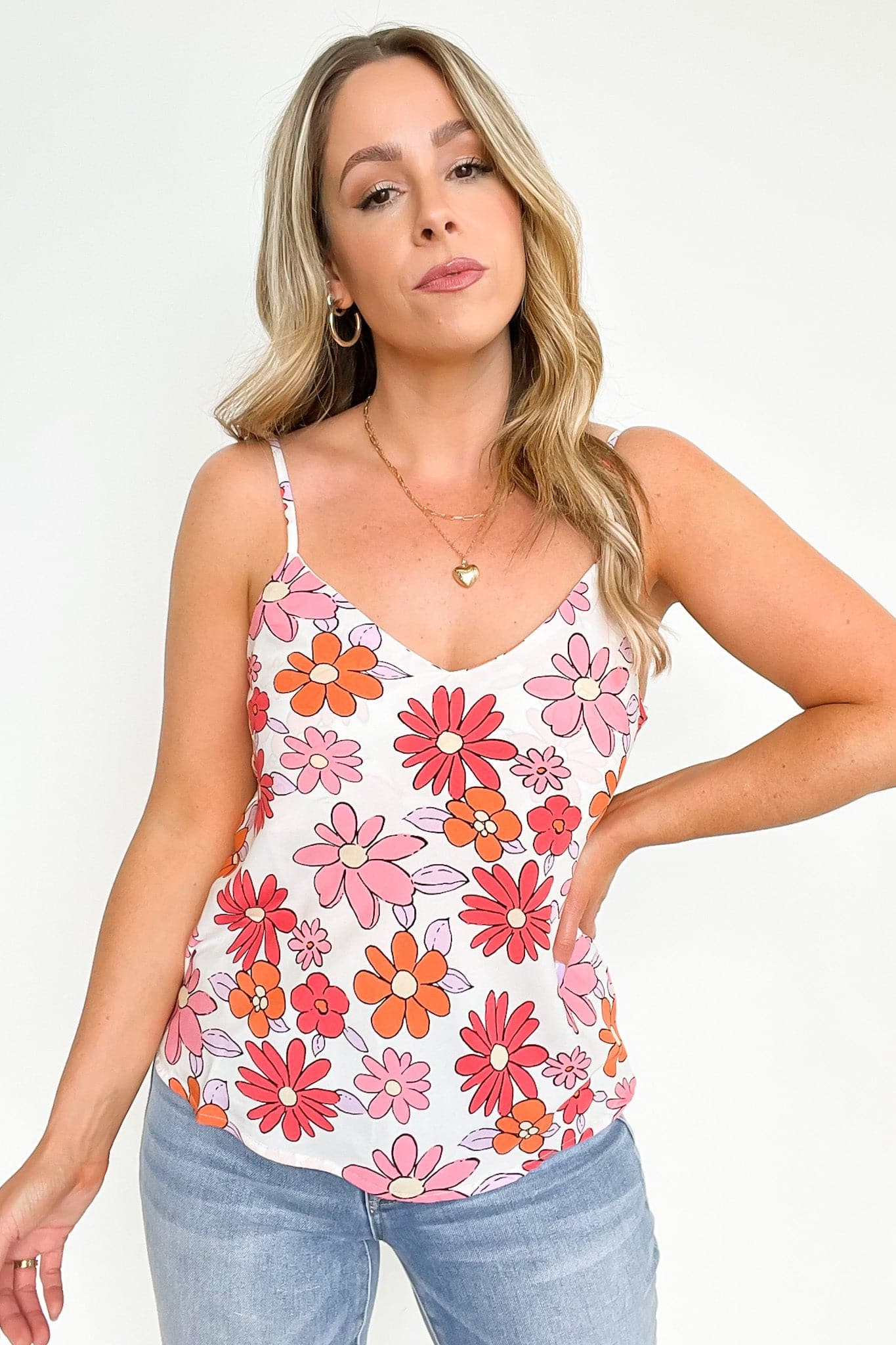  Gone Groovy Retro Floral Print Tank Top - FINAL SALE - Madison and Mallory