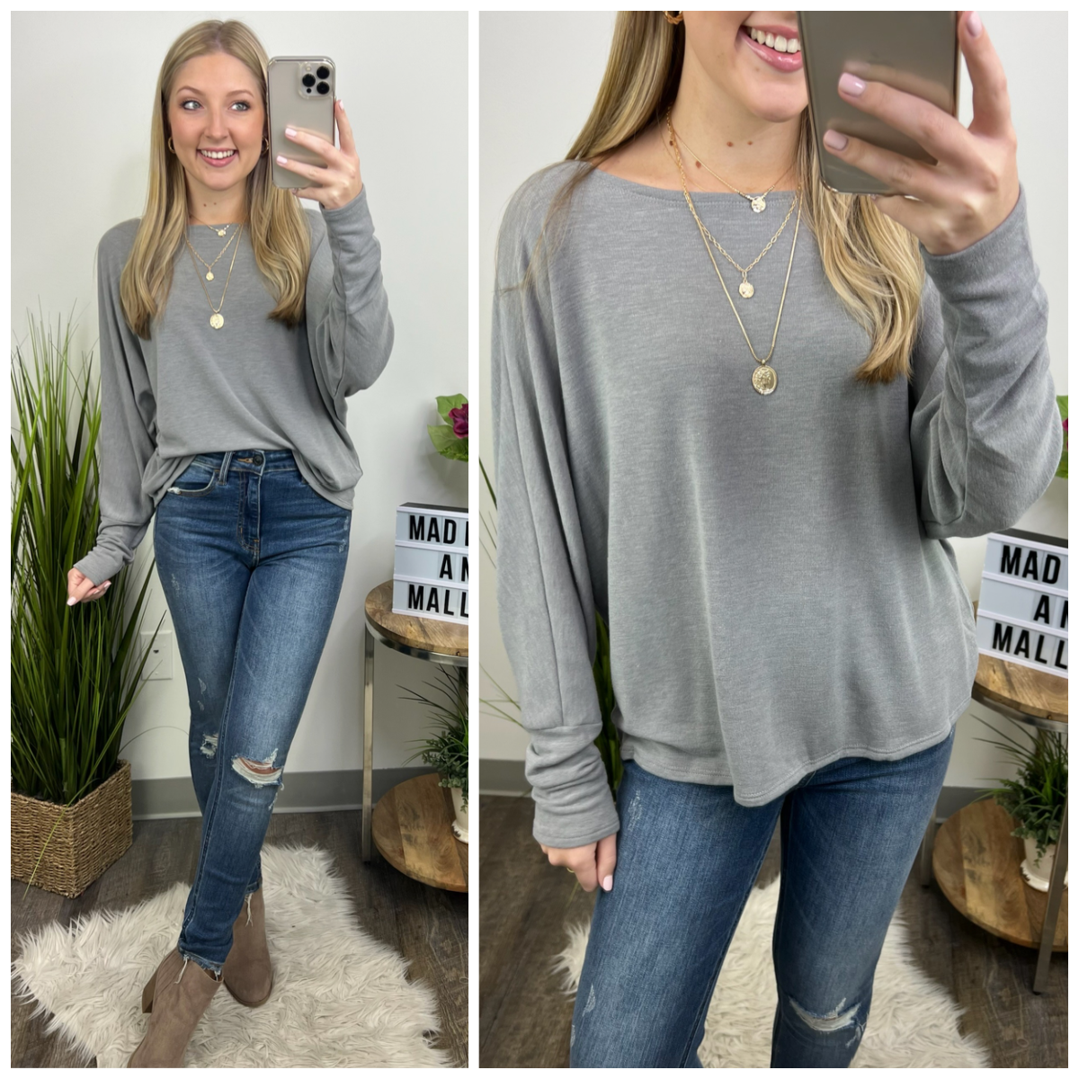  Gracely Long Sleeve Boat Neck Top - Madison and Mallory