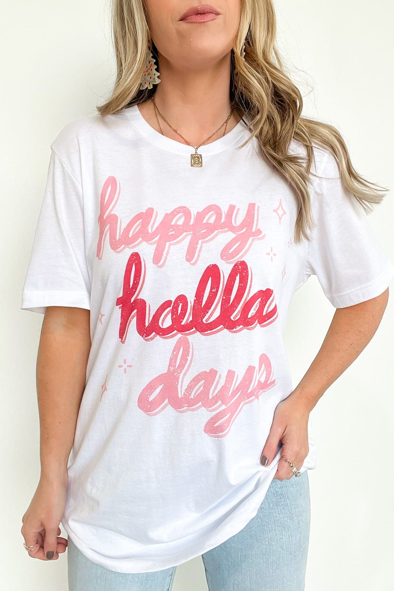  Happy Holla Days Retro Oversized Graphic Tee - FINAL SALE - Madison and Mallory
