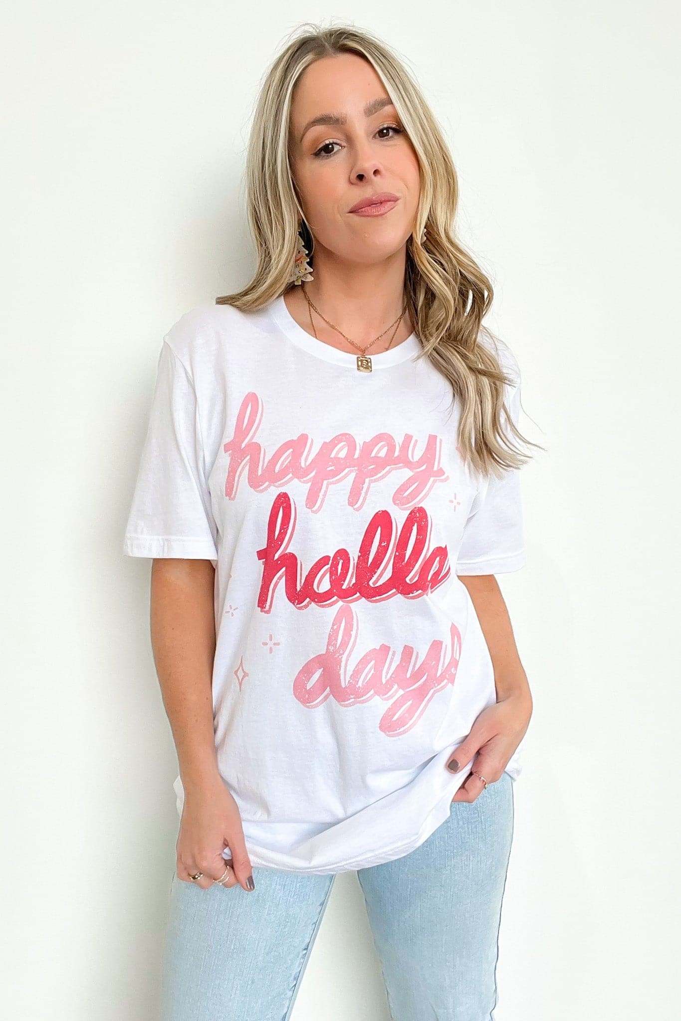  Happy Holla Days Retro Oversized Graphic Tee - FINAL SALE - Madison and Mallory