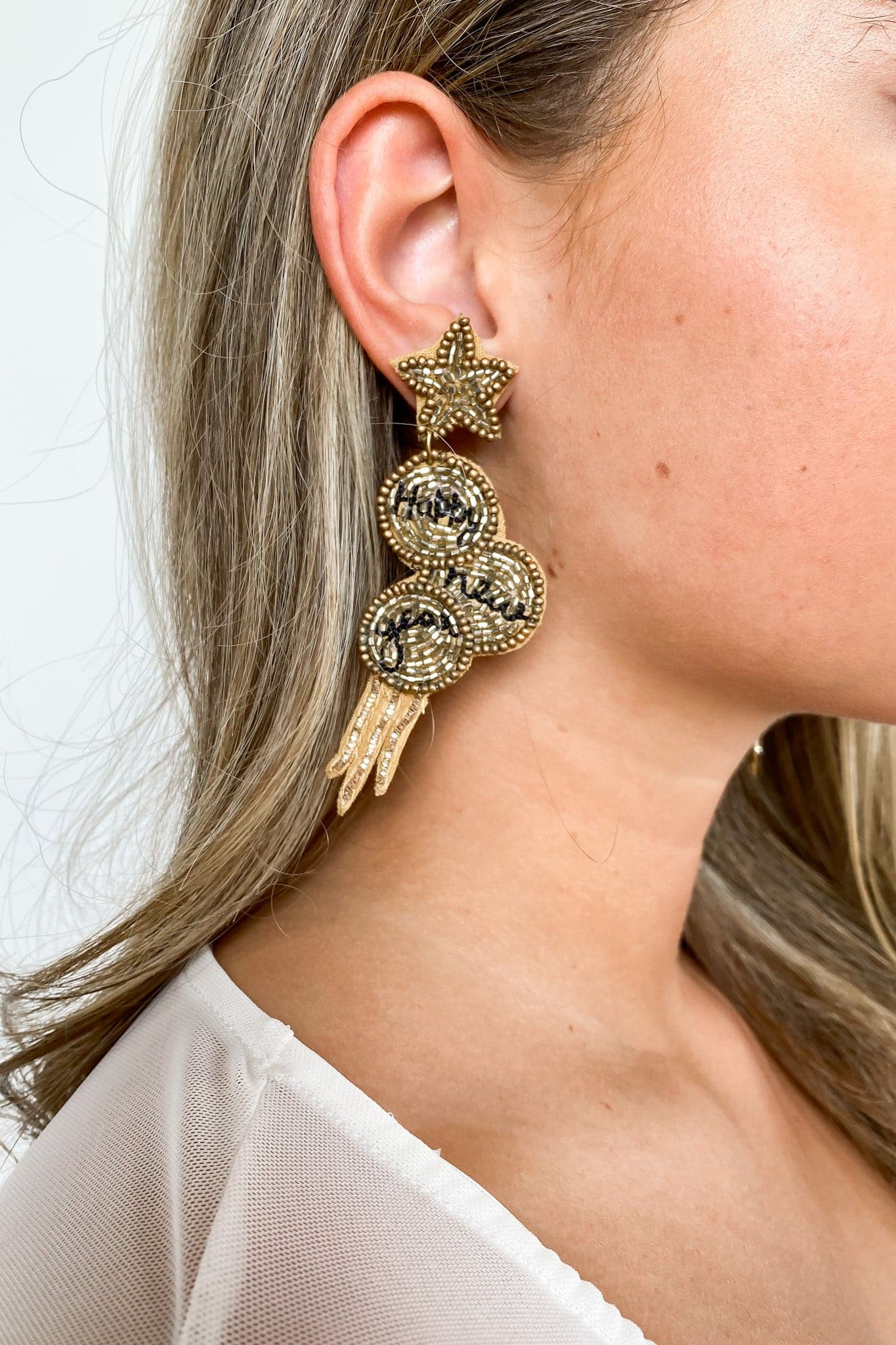  Happy New Years Celebration Beaded Drop Earrings - Madison and Mallory