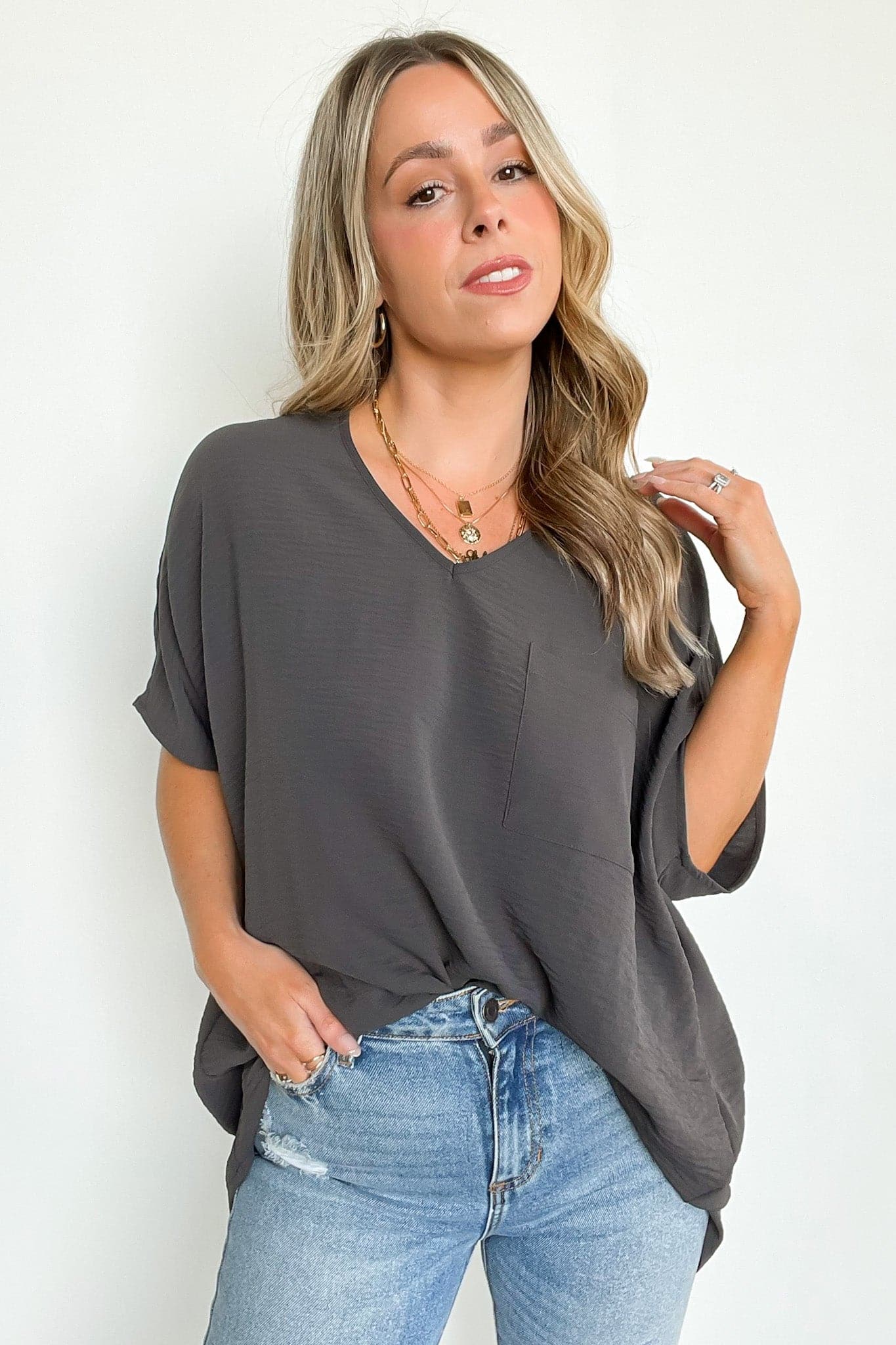  Have it Here V-Neck Pocket Top | BACK IN STOCK + NEW COLORS - Madison and Mallory
