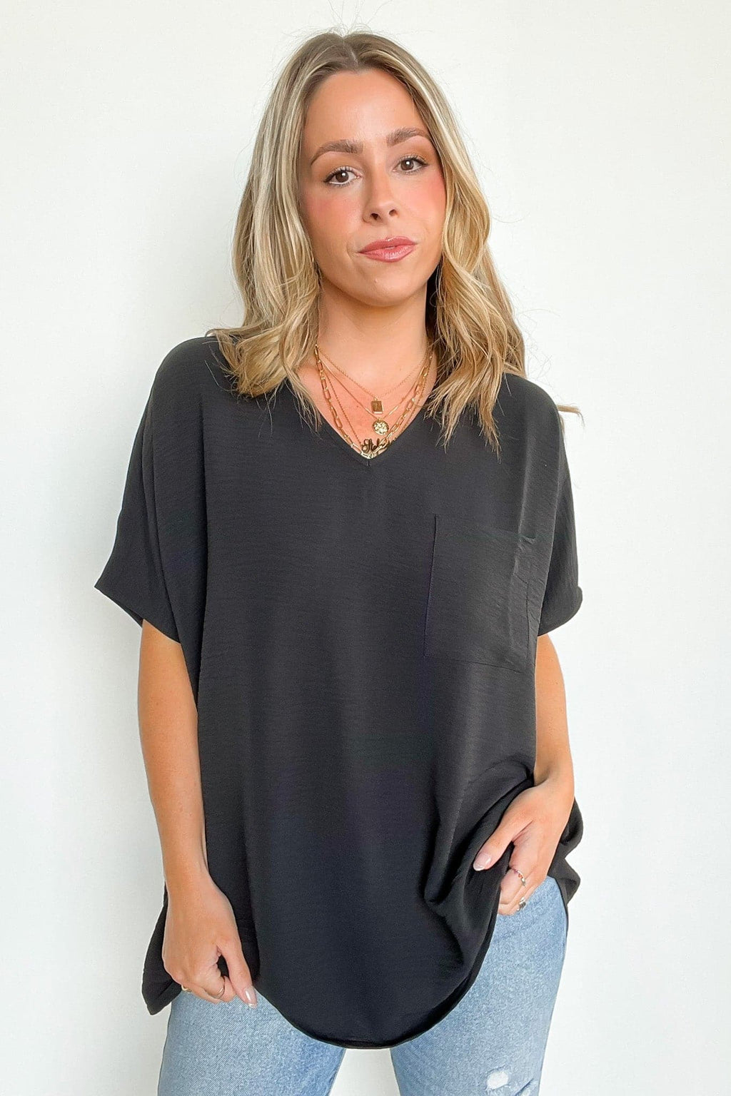 Have It Here V-Neck Pocket Airflow Top - BACK IN STOCK - Madison and Mallory