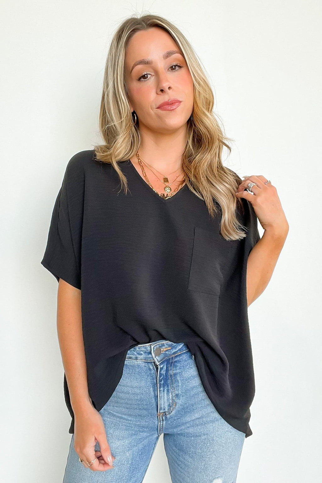  Have it Here V-Neck Pocket Top | BACK IN STOCK + NEW COLORS - Madison and Mallory
