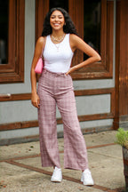  Hayzel High Waist Plaid Wide Leg Pants - FINAL SALE - Madison and Mallory