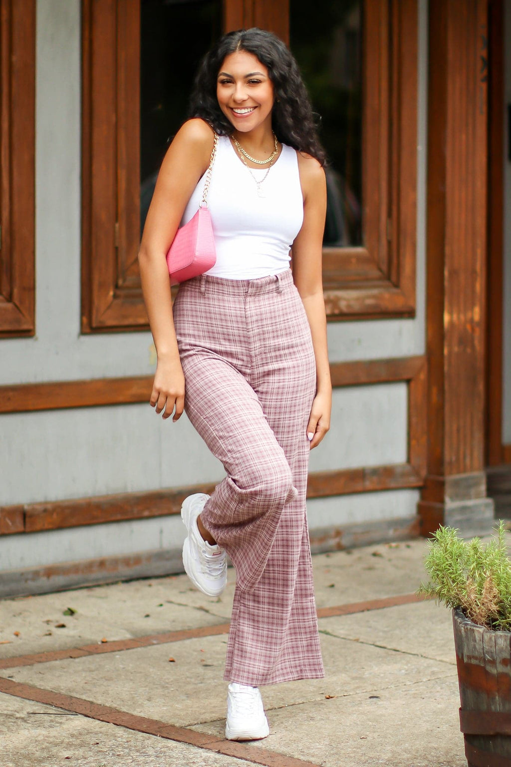  Hayzel High Waist Plaid Wide Leg Pants - FINAL SALE - Madison and Mallory