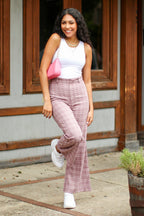  Hayzel High Waist Plaid Wide Leg Pants - FINAL SALE - Madison and Mallory