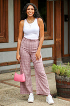  Hayzel High Waist Plaid Wide Leg Pants - FINAL SALE - Madison and Mallory