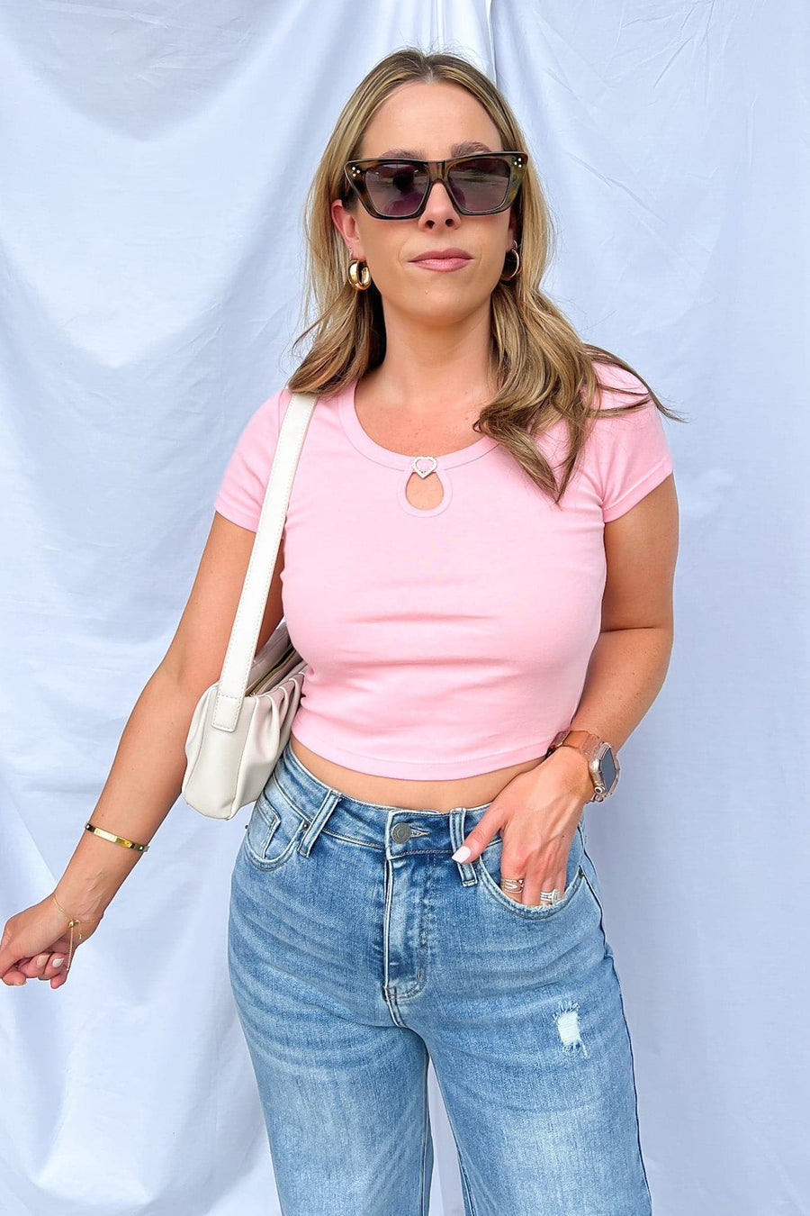  Hearts and Hashtags Rhinestone Buckle Tee - FINAL SALE - Madison and Mallory