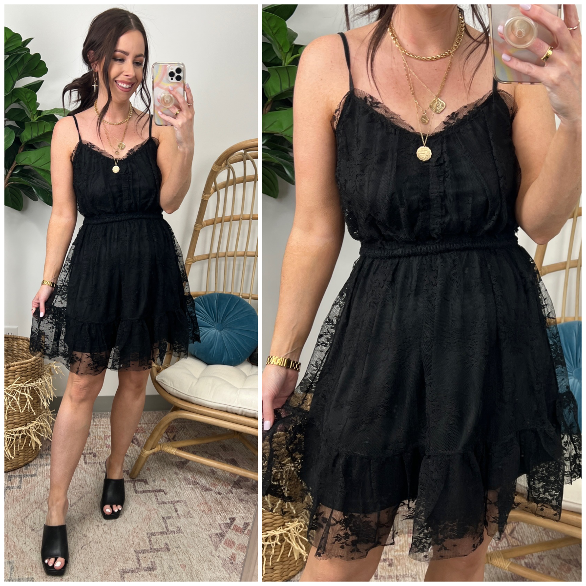 Hit the Party Embroidered Mesh Ruffle Cami Dress - FINAL SALE - Madison and Mallory