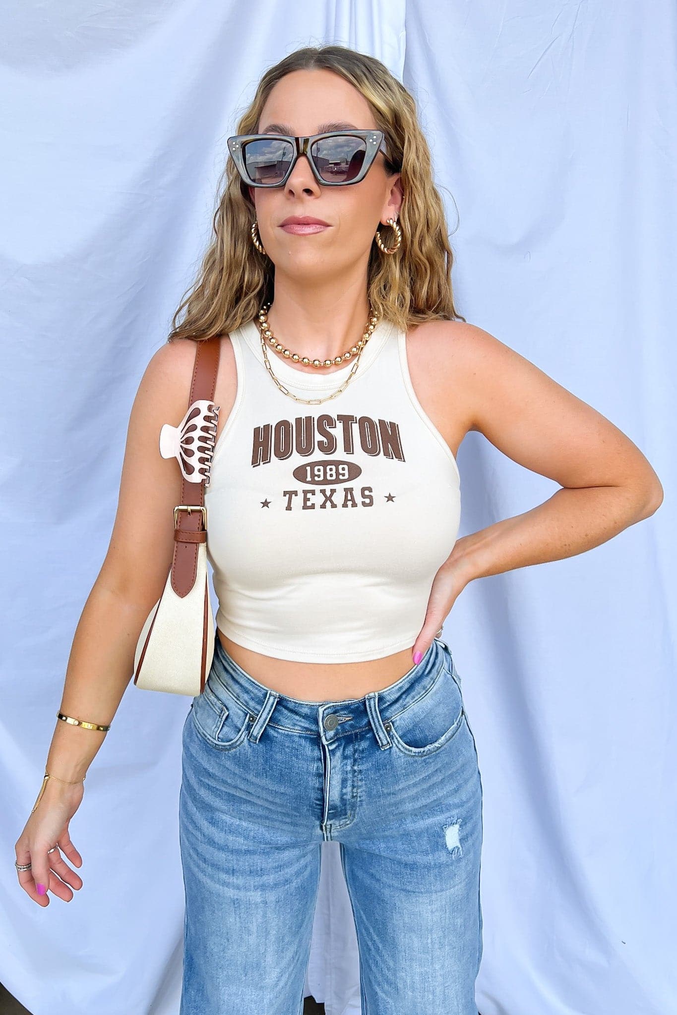  Houston Texas 1989 Graphic Cropped Tank Top - FINAL SALE - Madison and Mallory