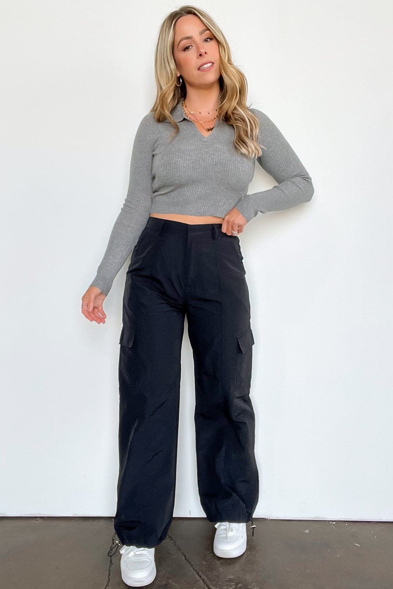 Black / S Hype Gal Cargo Parachute Pants - FINAL SALE - Madison and Mallory
