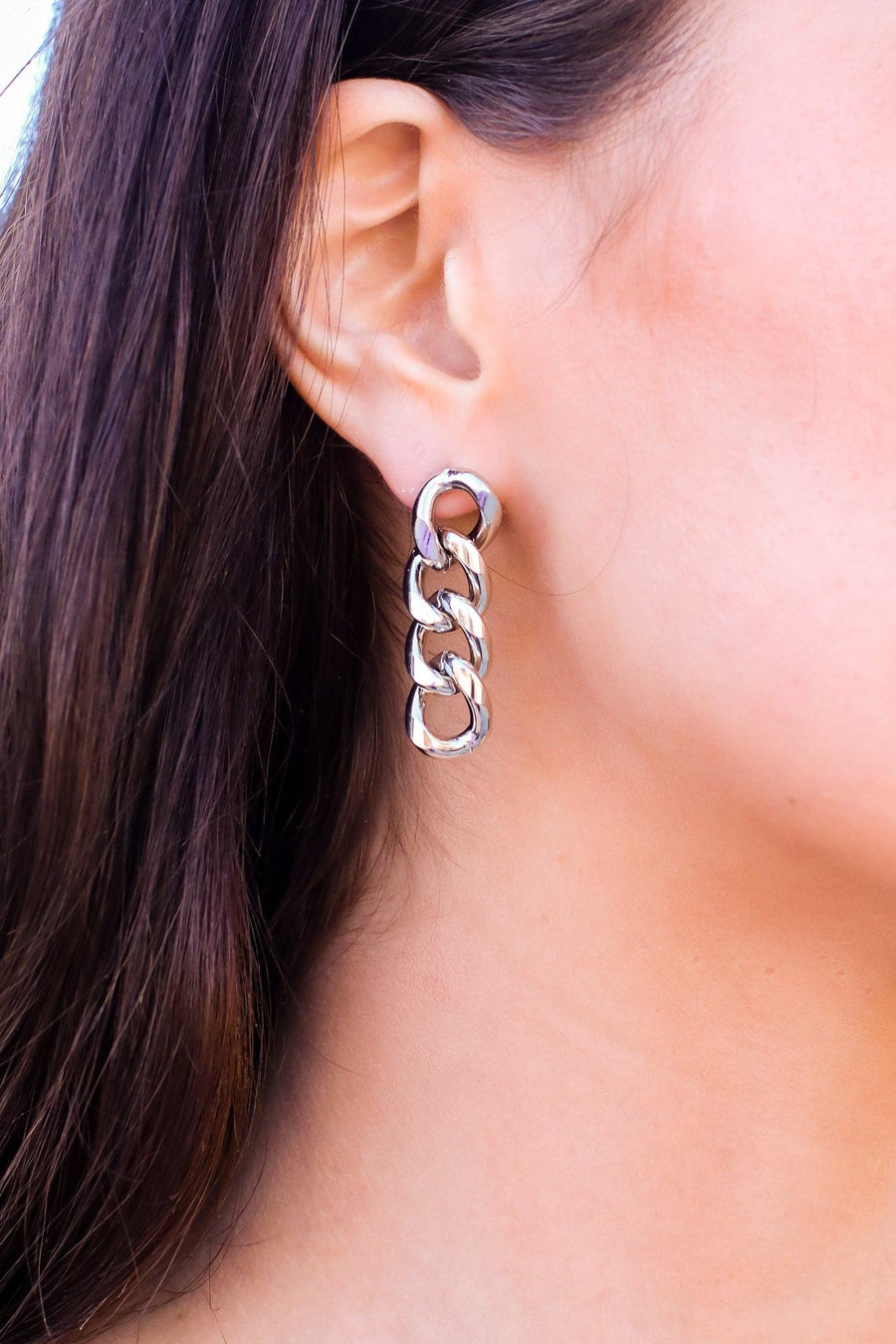 Silver Finish it Off Chain Link Drop Earrings - Madison and Mallory