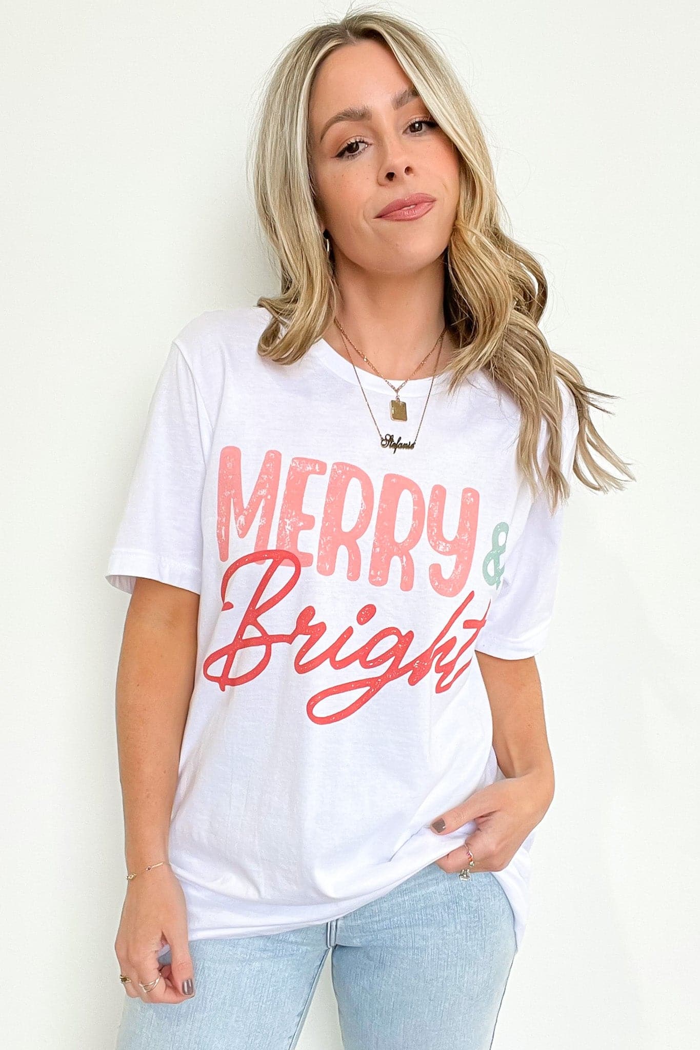  Merry and Bright Oversized Graphic Tee - FINAL SALE - Madison and Mallory