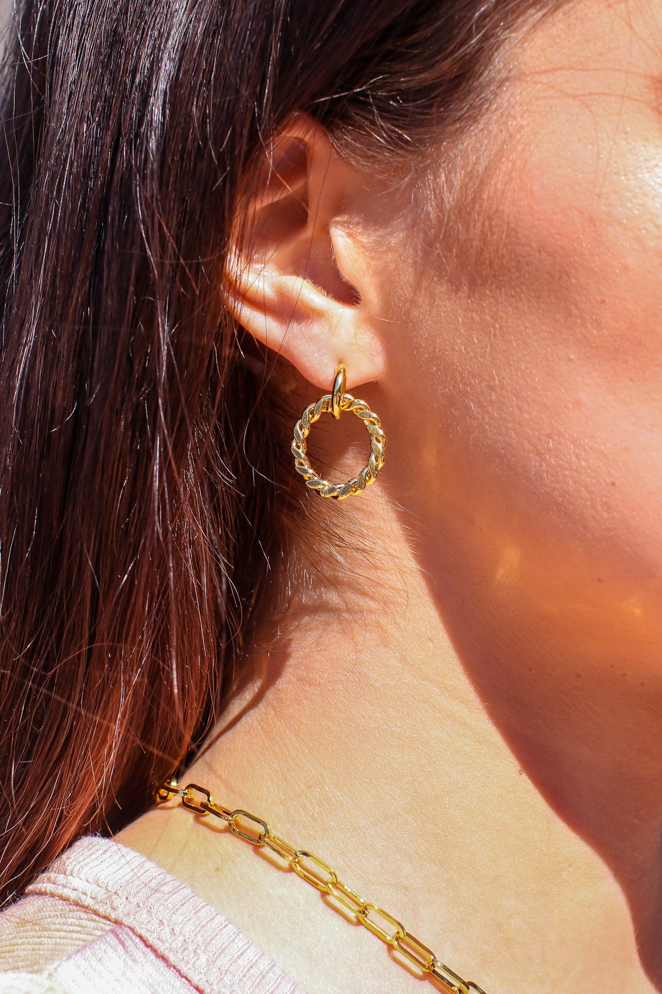 Gold Going Around Twist Rope Stud Earrings - Madison and Mallory