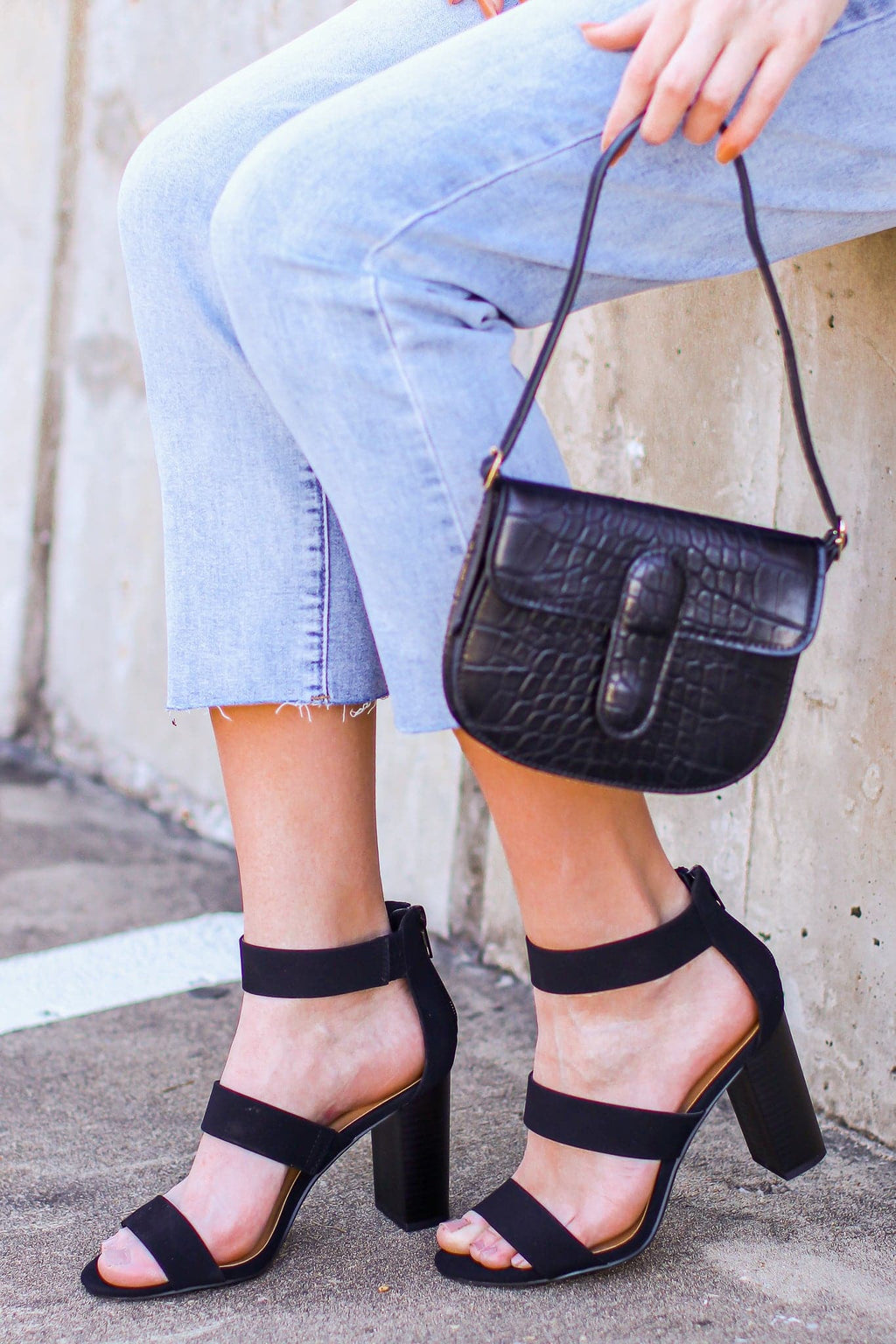 Black / 5 Apolline Faux Leather Strappy Heels - FINAL SALE - Madison and Mallory