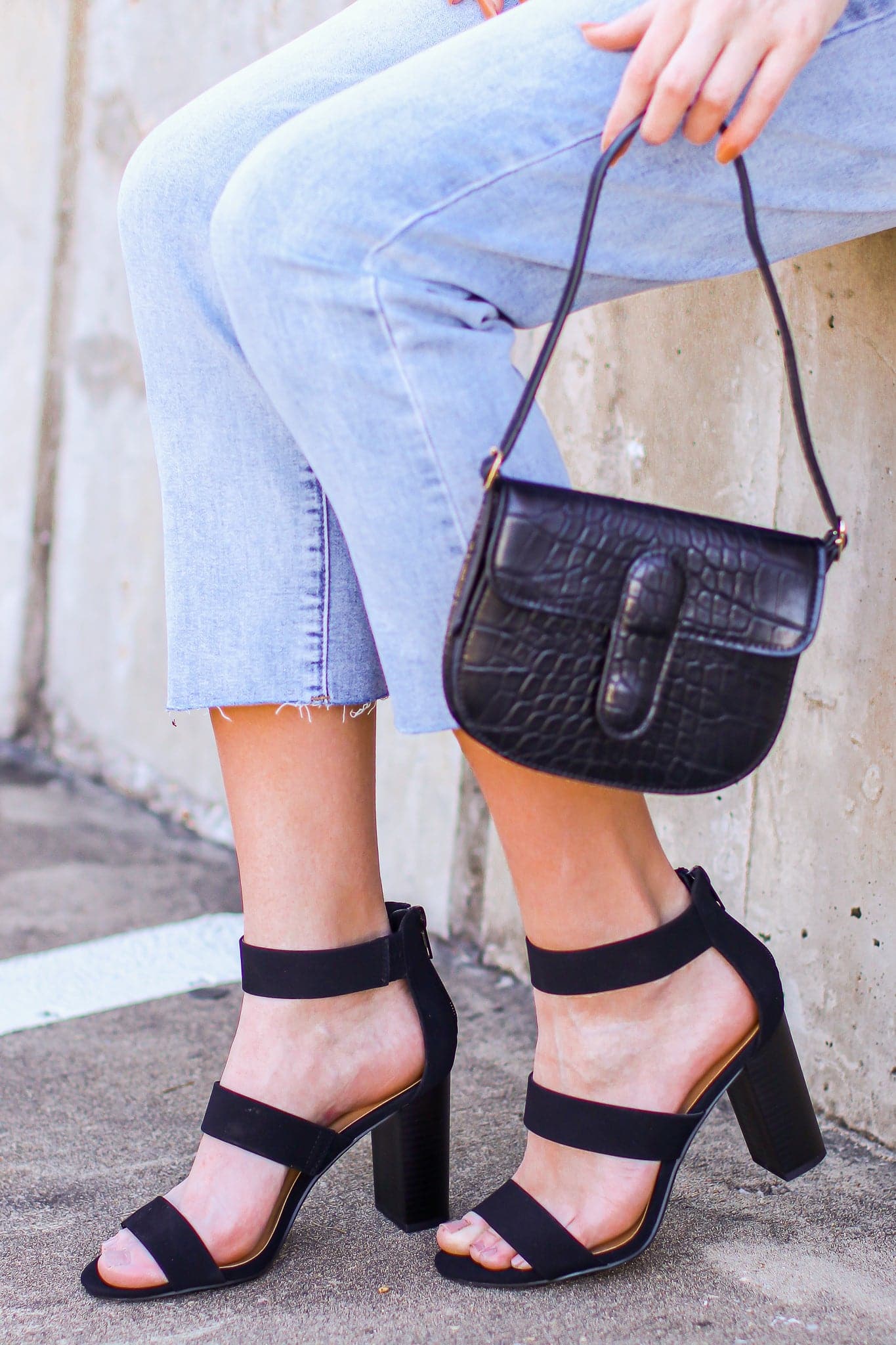 Black / 5 Apolline Faux Leather Strappy Heels - FINAL SALE - Madison and Mallory