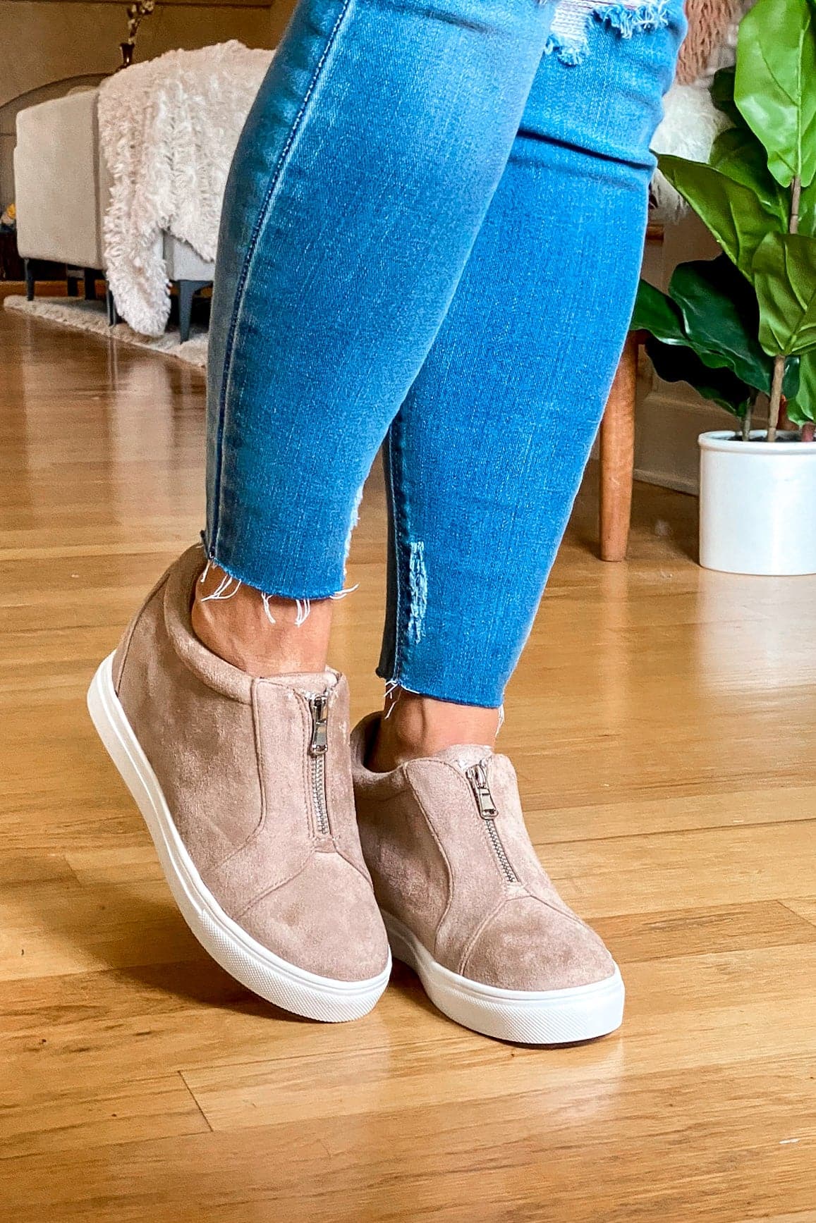  Blaise Zip Front Wedge Sneakers - FINAL SALE - Madison and Mallory