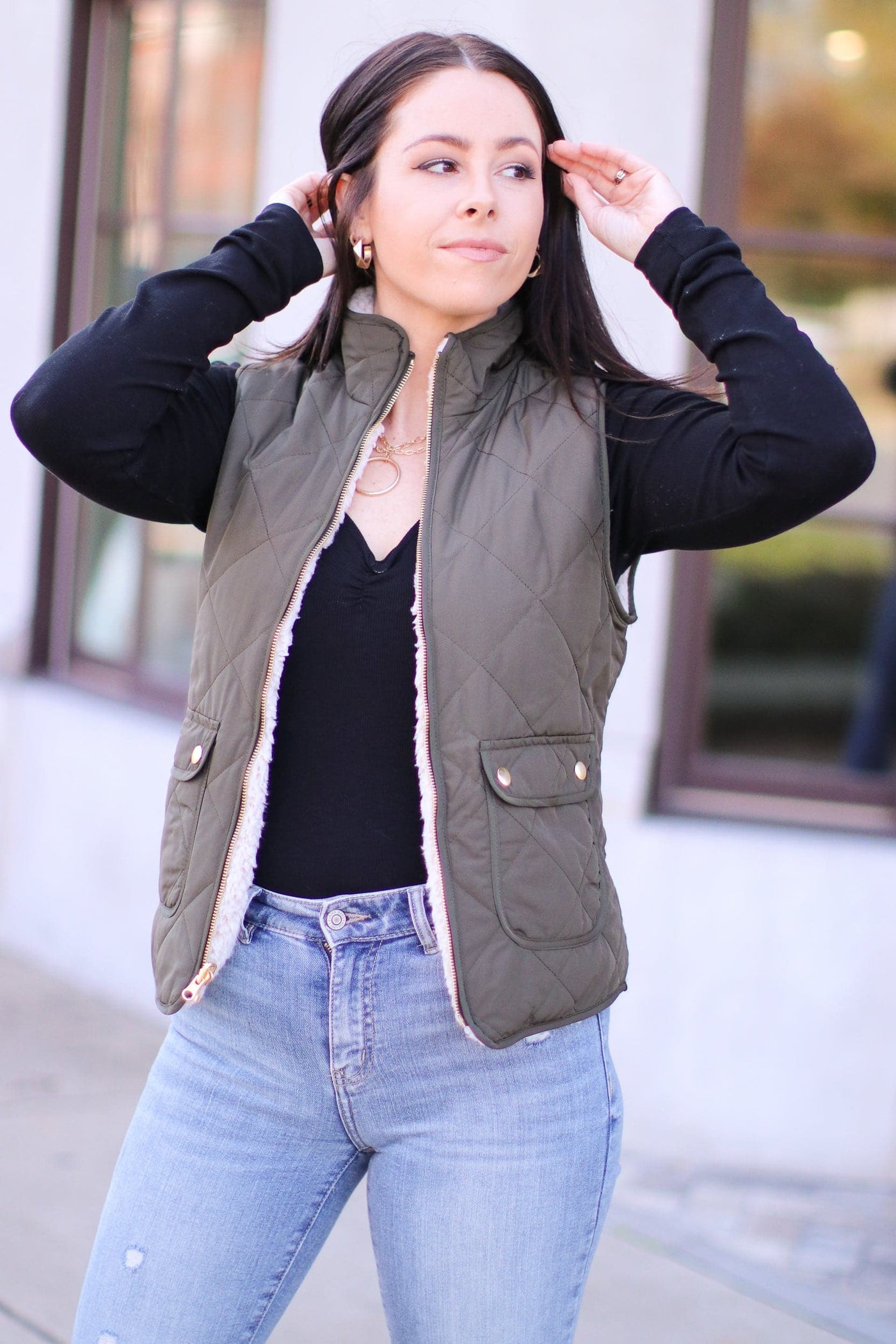  Norridge Reversible Sherpa Quilted Vest - FINAL SALE - Madison and Mallory