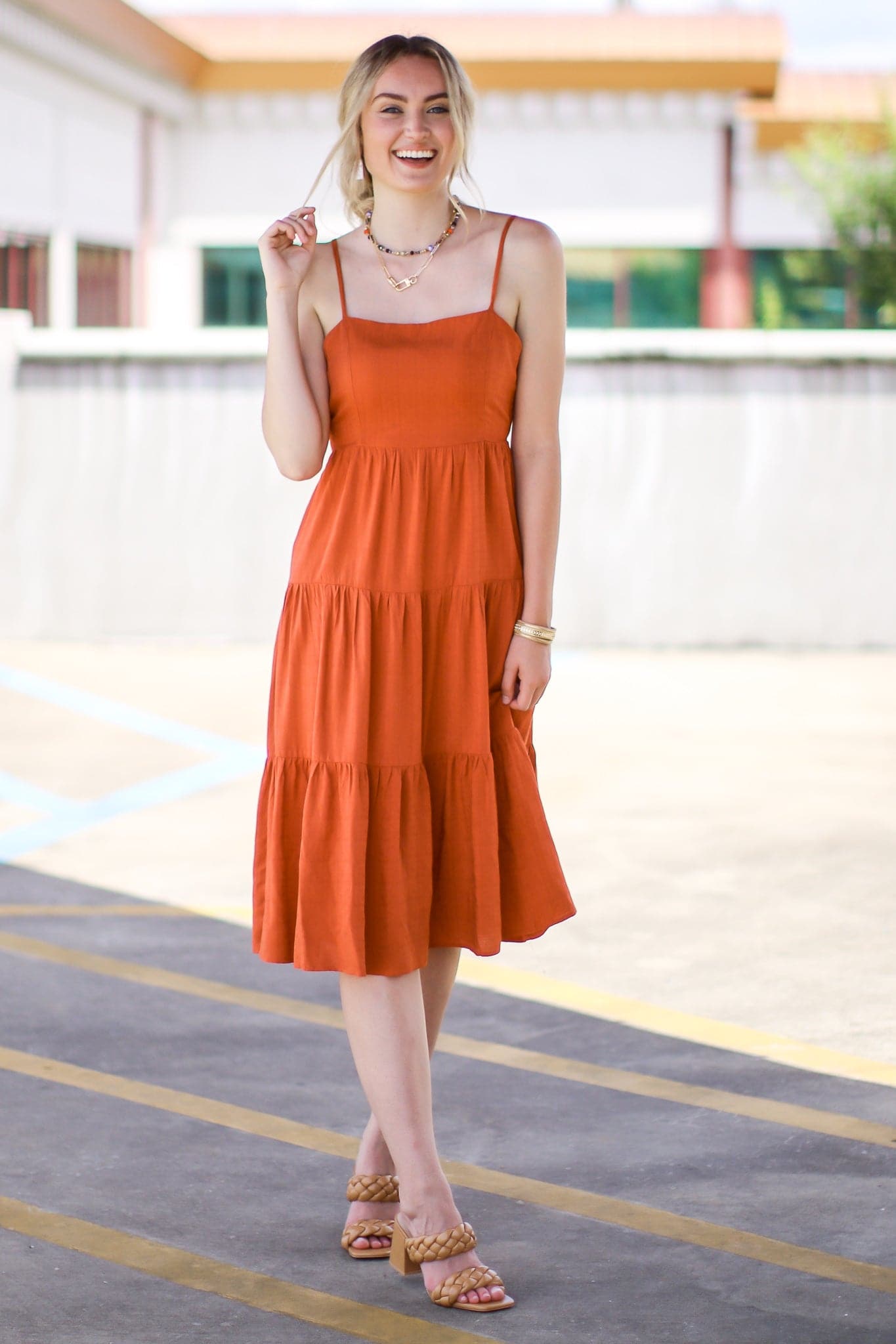  Showing Off A Little Tiered Open Back Midi Dress - FINAL SALE - Madison and Mallory