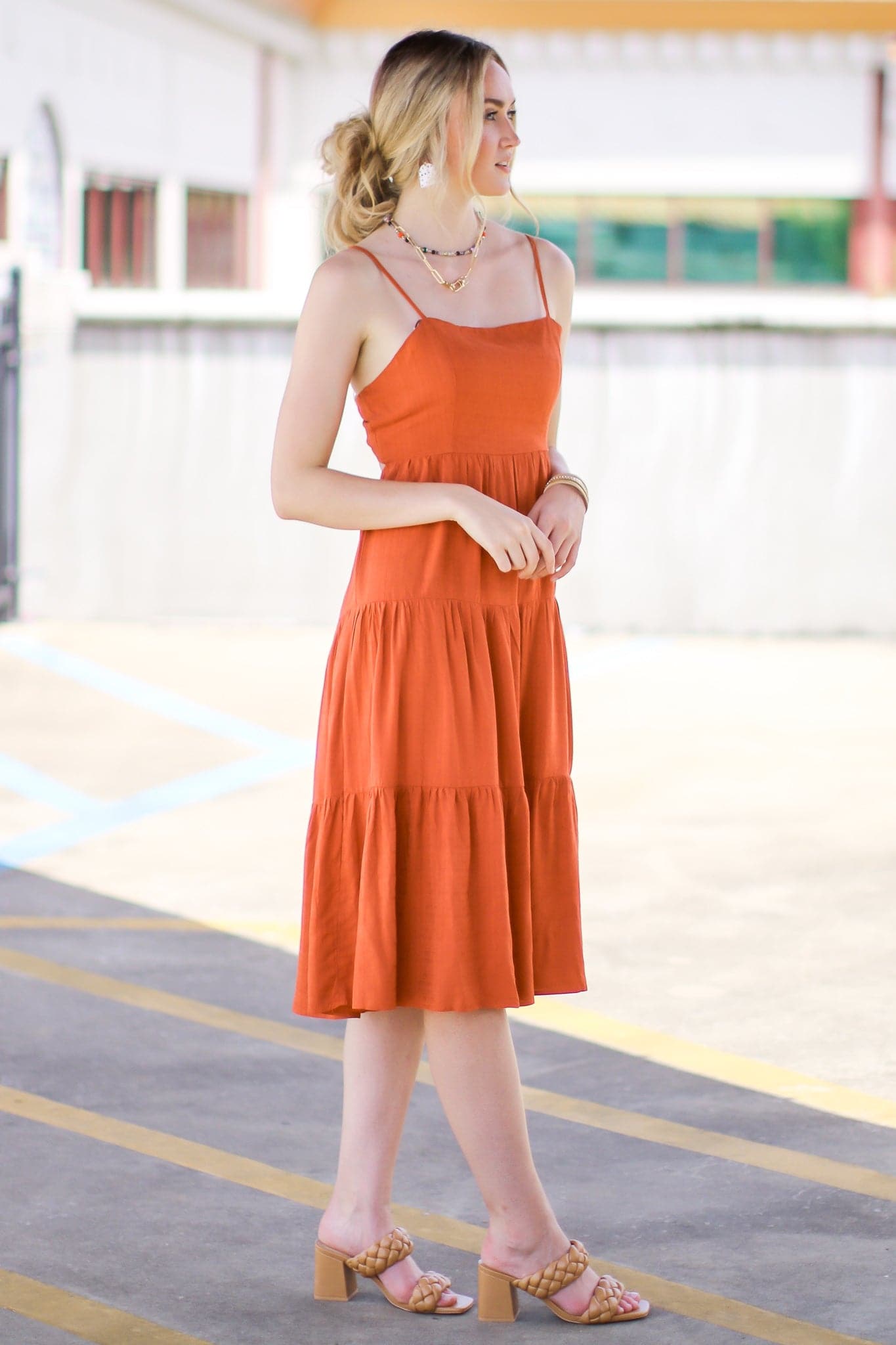  Showing Off A Little Tiered Open Back Midi Dress - FINAL SALE - Madison and Mallory
