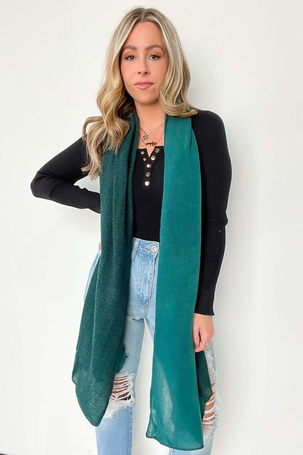  Luiza Color Block Duo Lightweight Scarf - FINAL SALE - Madison and Mallory