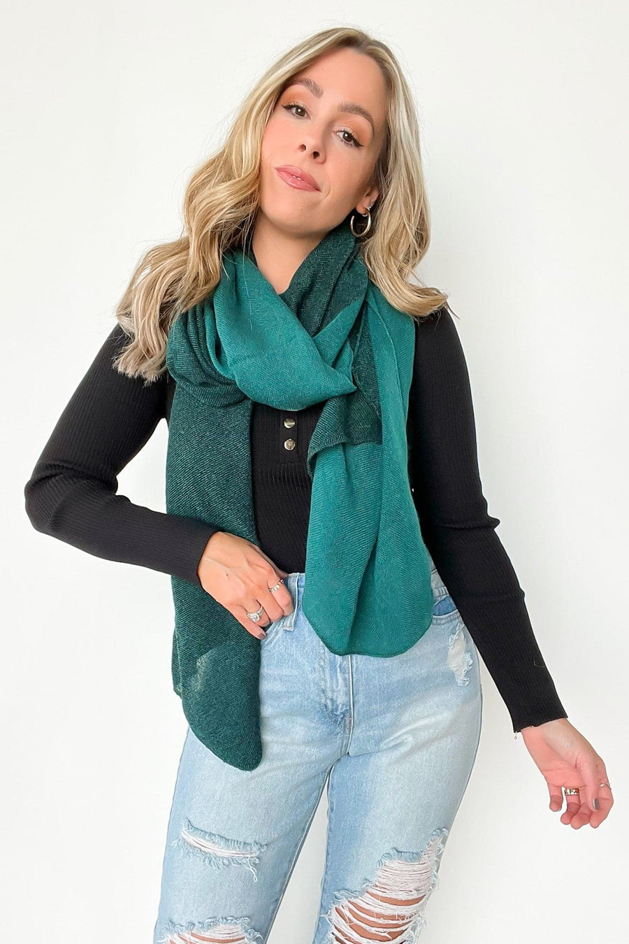 Teal Luiza Color Block Duo Lightweight Scarf - FINAL SALE - Madison and Mallory