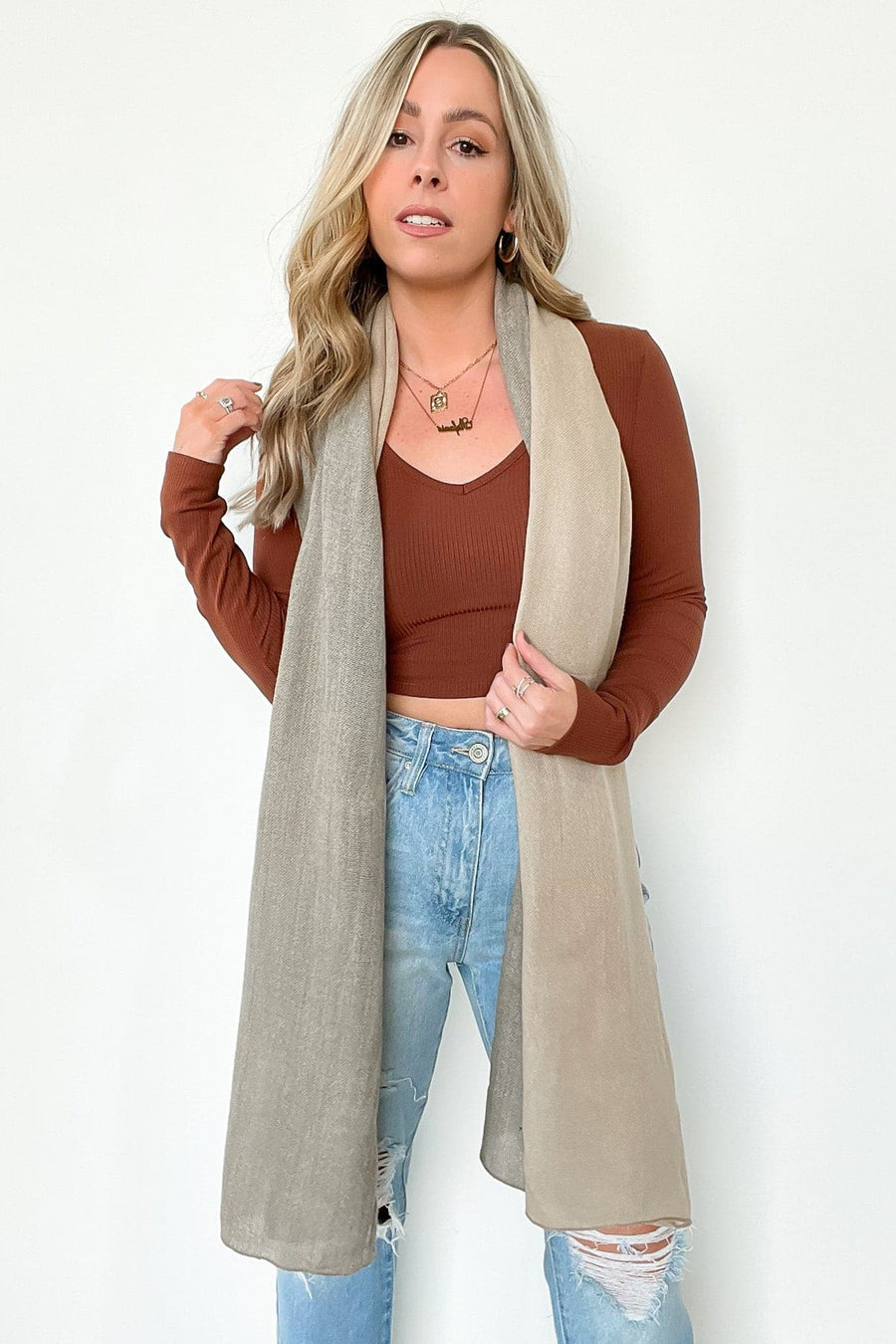  Luiza Color Block Duo Lightweight Scarf - FINAL SALE - Madison and Mallory