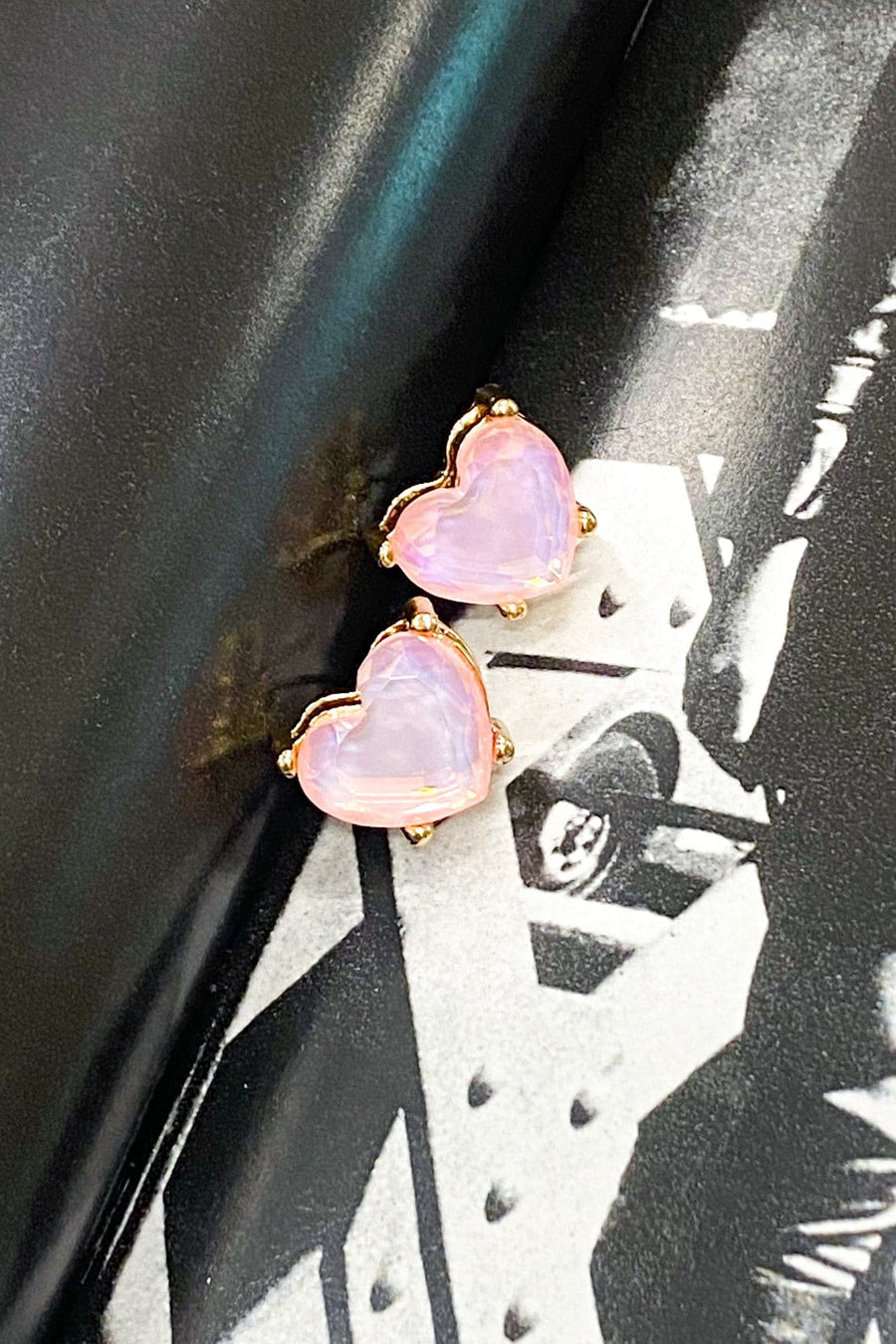 Pink Showered in Love Faceted Heart Stud Earrings - Madison and Mallory