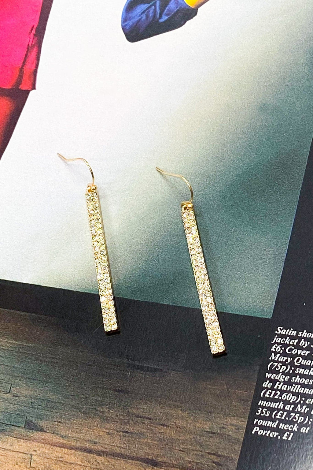 Clear Caitriona Rhinestone Drop Bar Earrings - FINAL SALE - Madison and Mallory