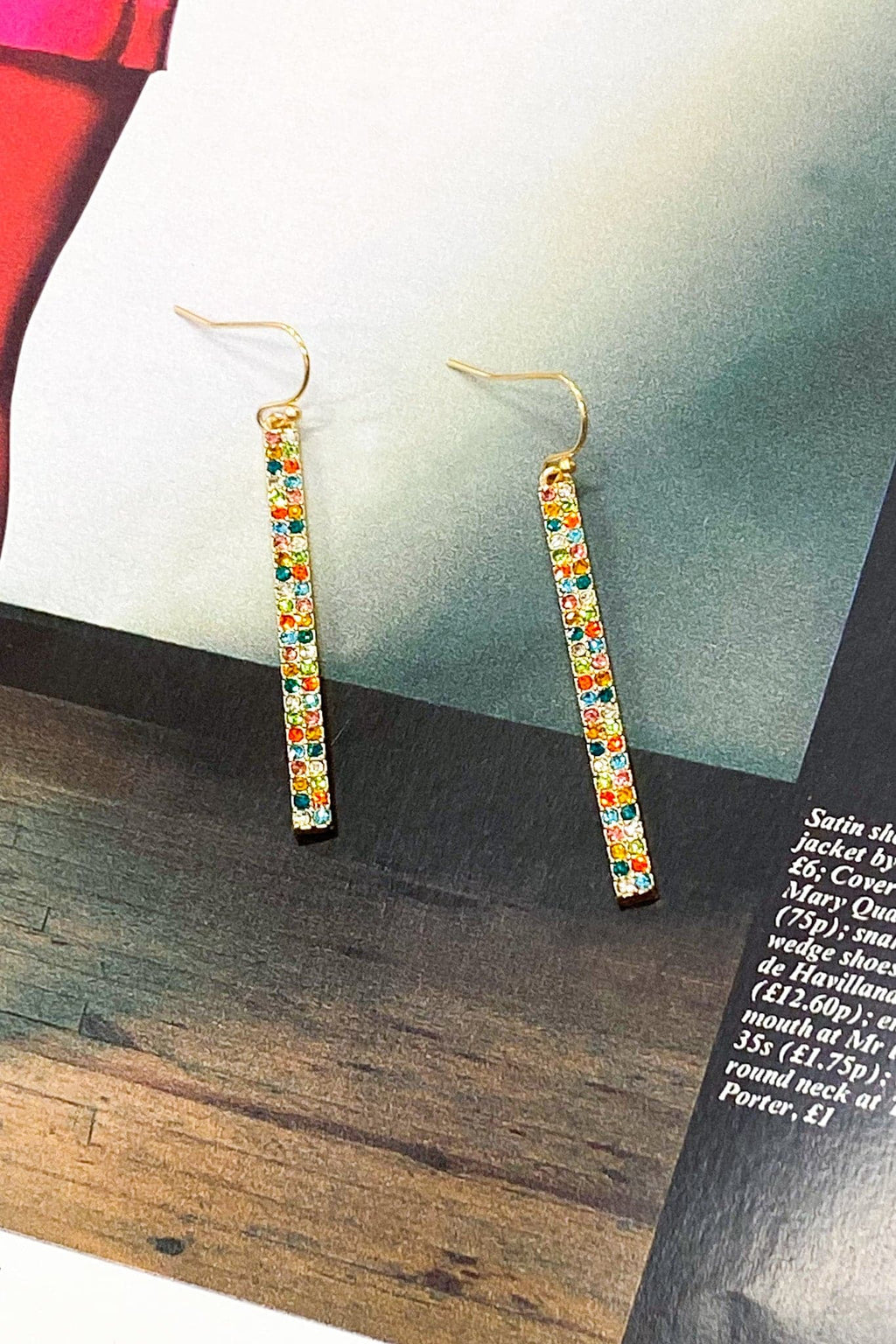 Multi Caitriona Rhinestone Drop Bar Earrings - FINAL SALE - Madison and Mallory